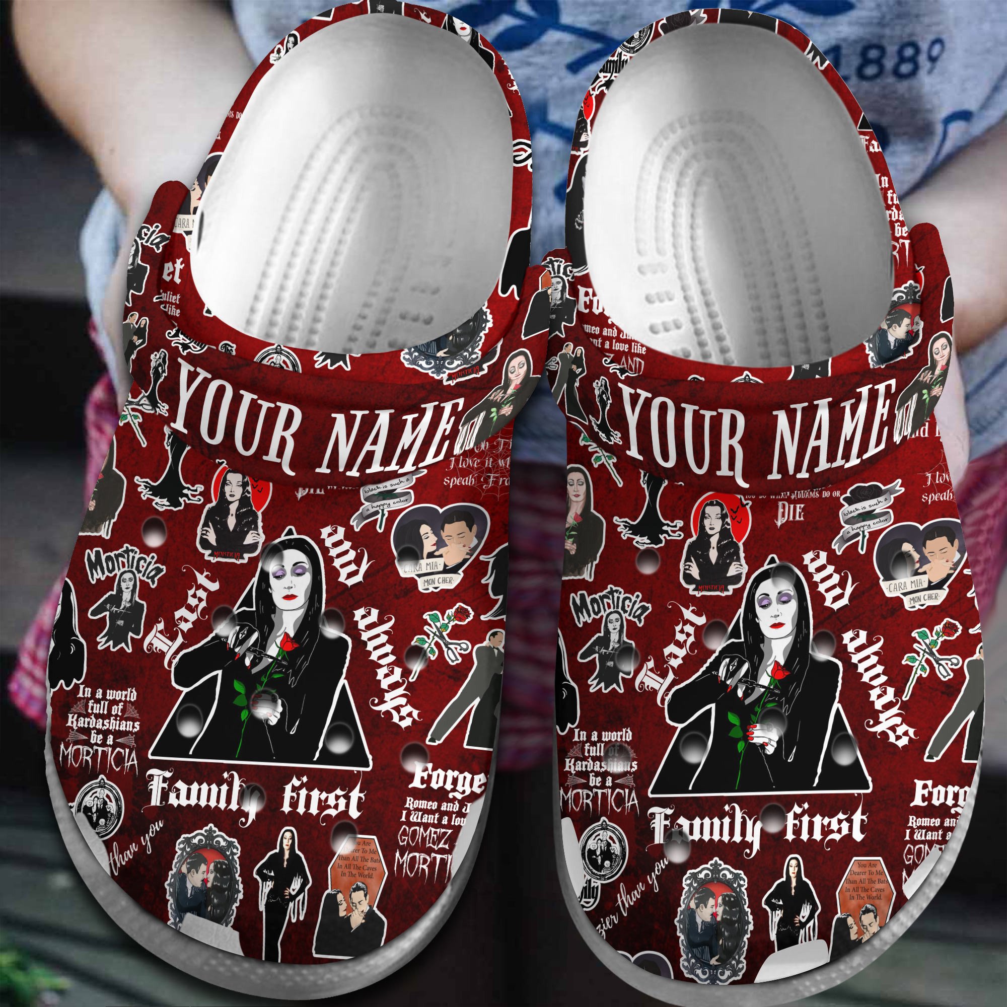 Footwearmerch Mother Day morticia addams Crocs Crocband Clogs Shoes Comfortable For Men Women and Kids