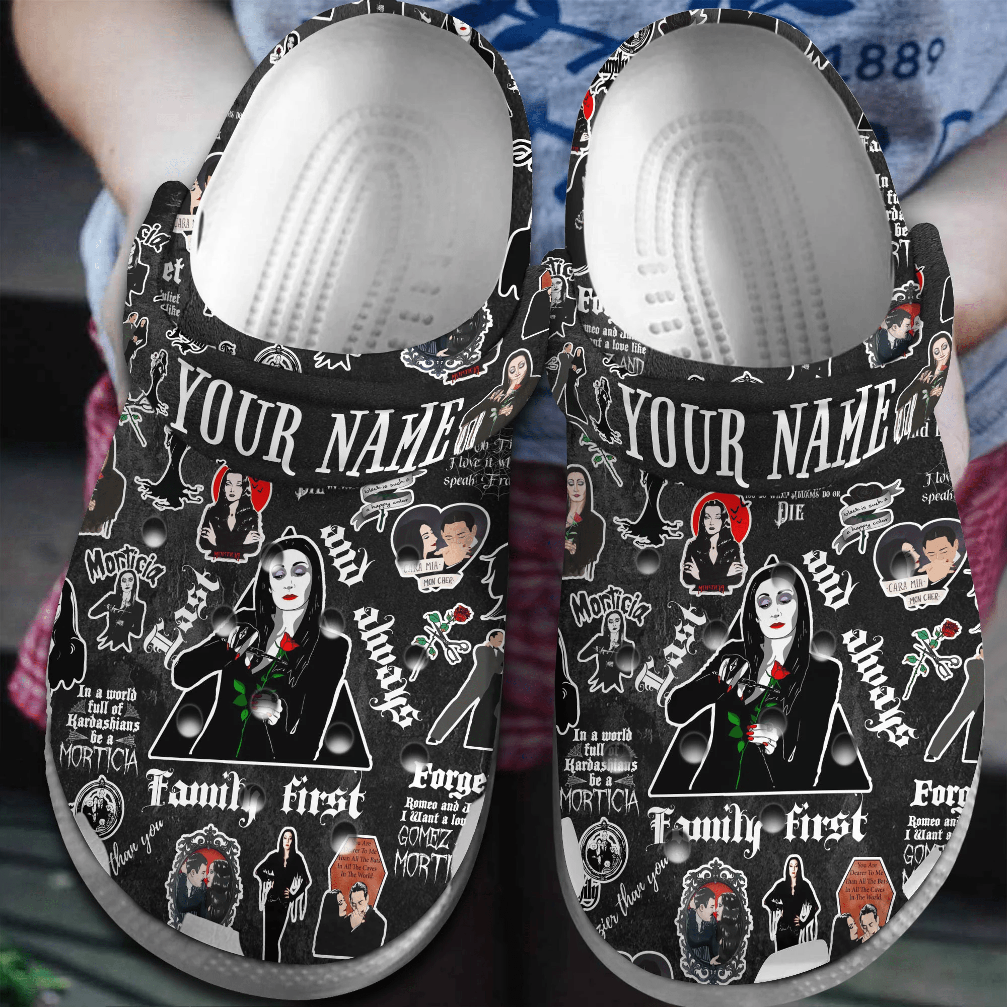 Footwearmerch Mother Day morticia addams Crocs Crocband Clogs Shoes Comfortable For Men Women and Kids
