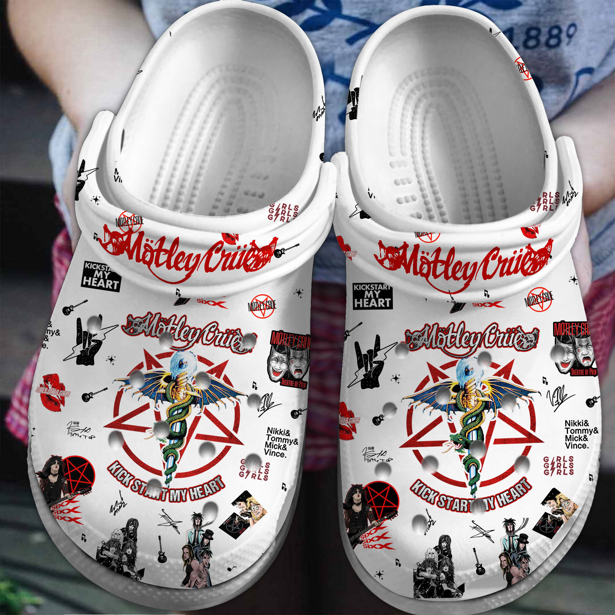 Footwearmerch Motley Crue Music Crocs Crocband Clogs Shoes Comfortable For Men Women and Kids