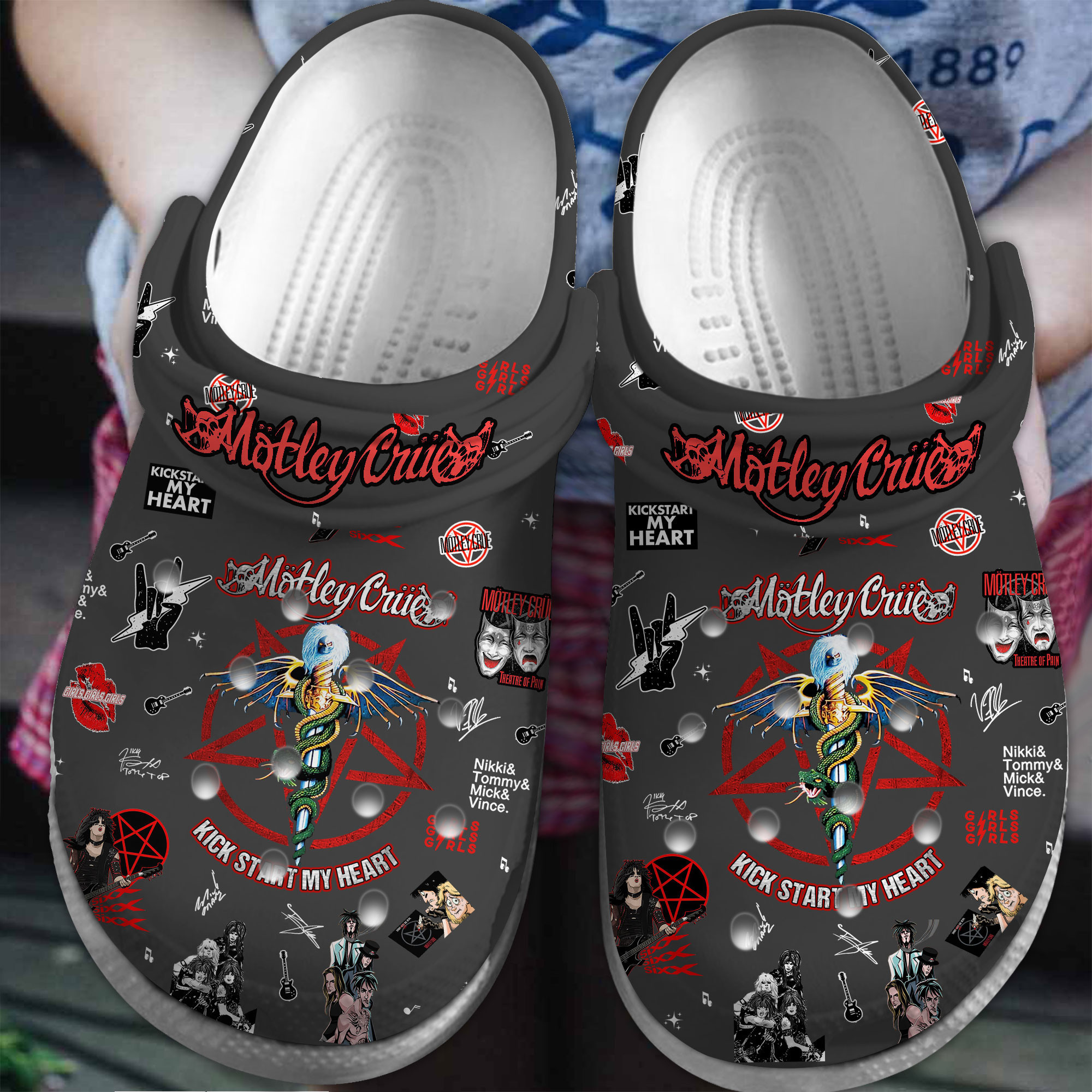 Footwearmerch Motley Crue Music Crocs Crocband Clogs Shoes Comfortable For Men Women and Kids