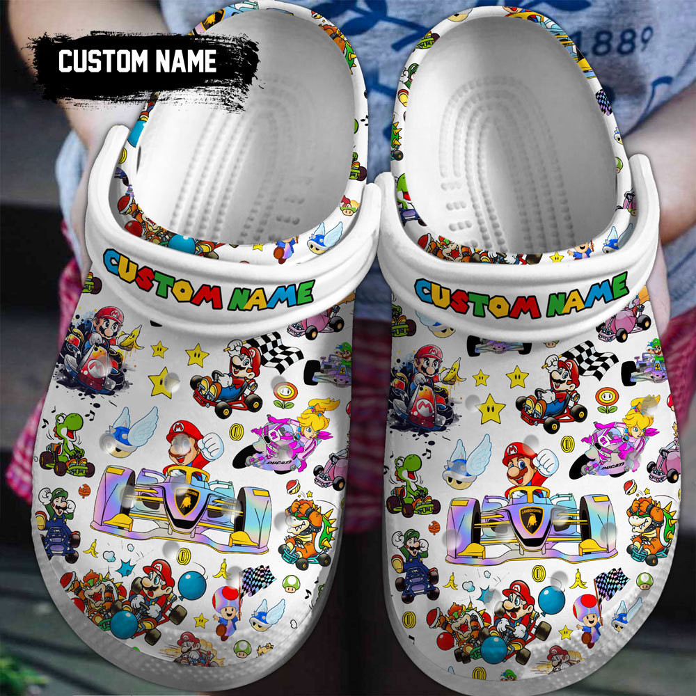 Footwearmerch Super Mario Game Crocs Crocband Clogs Custom Name For Men Women and Kids