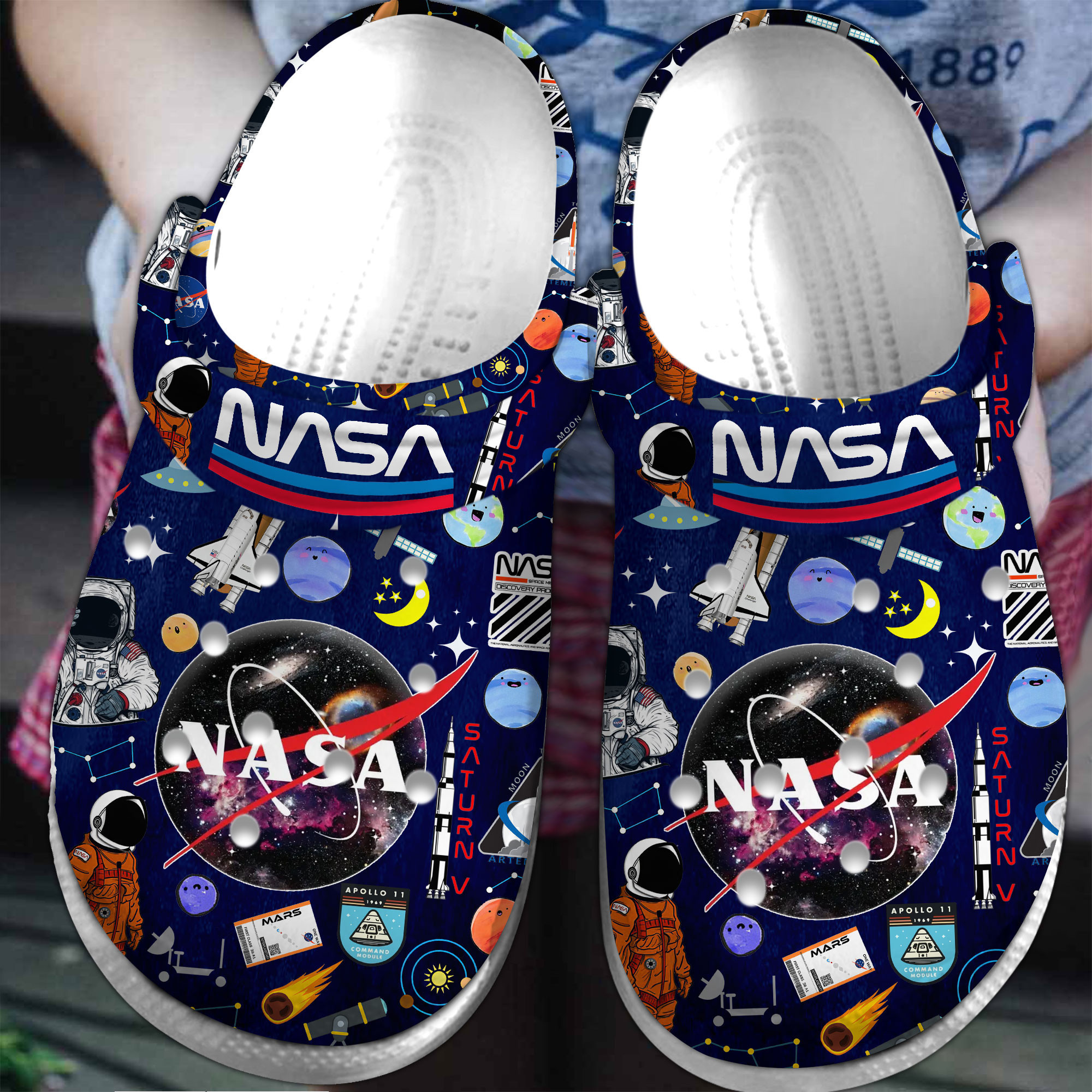 Footwearmerch NASA Crocs Crocband Clogs Shoes Comfortable For Men Women and Kids