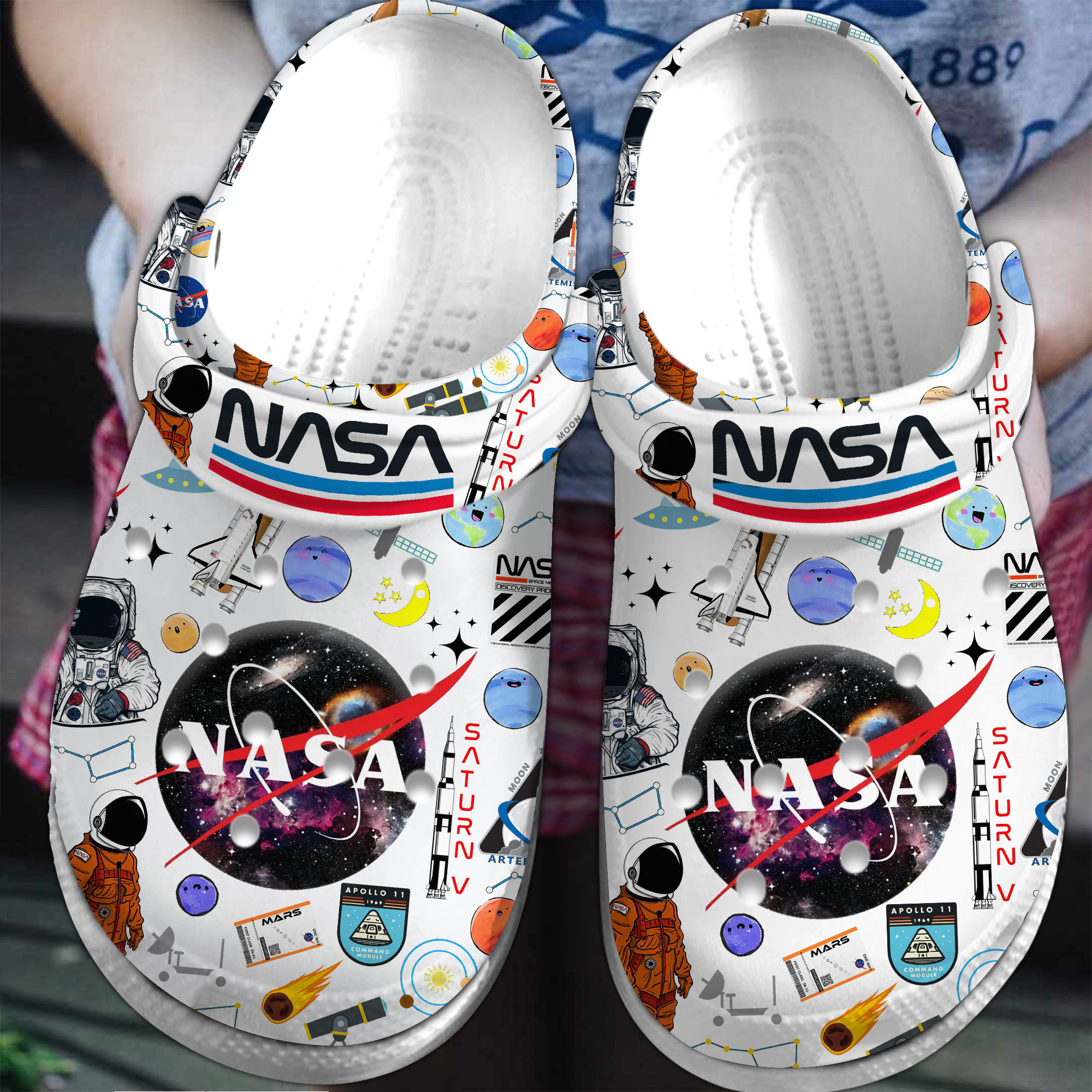 Footwearmerch NASA Crocs Crocband Clogs Shoes Comfortable For Men Women and Kids