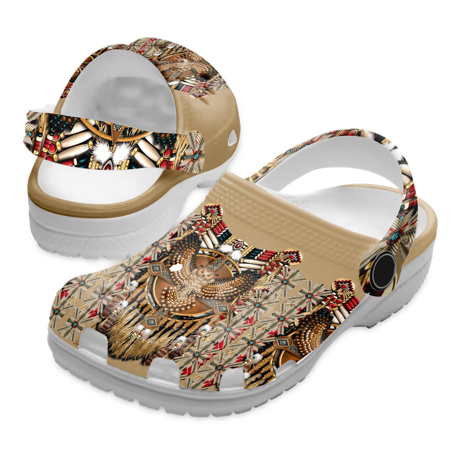 Footwearmerch Native American Native Owl Feather Crocs Clog Shoes For Kid and Adult