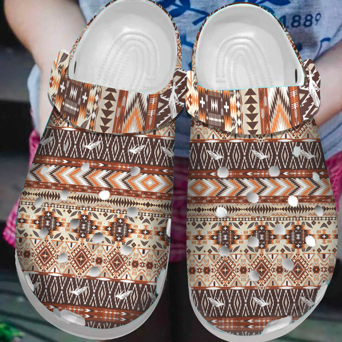 Footwearmerch Native American Native Pattern Crocs Clog Shoes For Kid and Adult