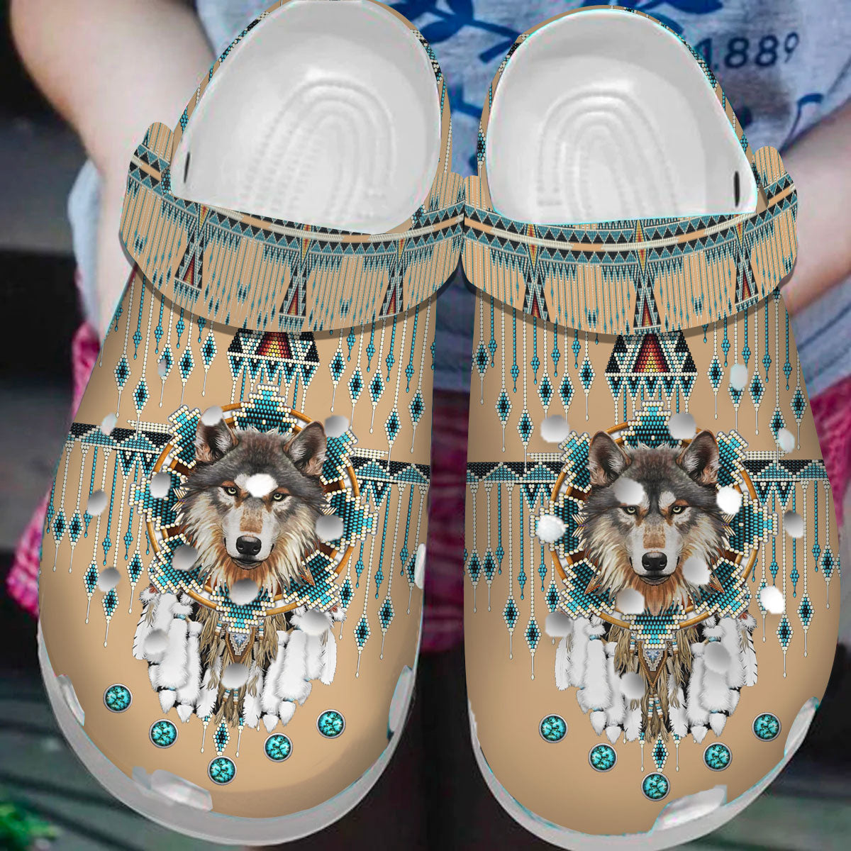 Footwearmerch Native American Native Wolf Crocs For For Kid and Adult