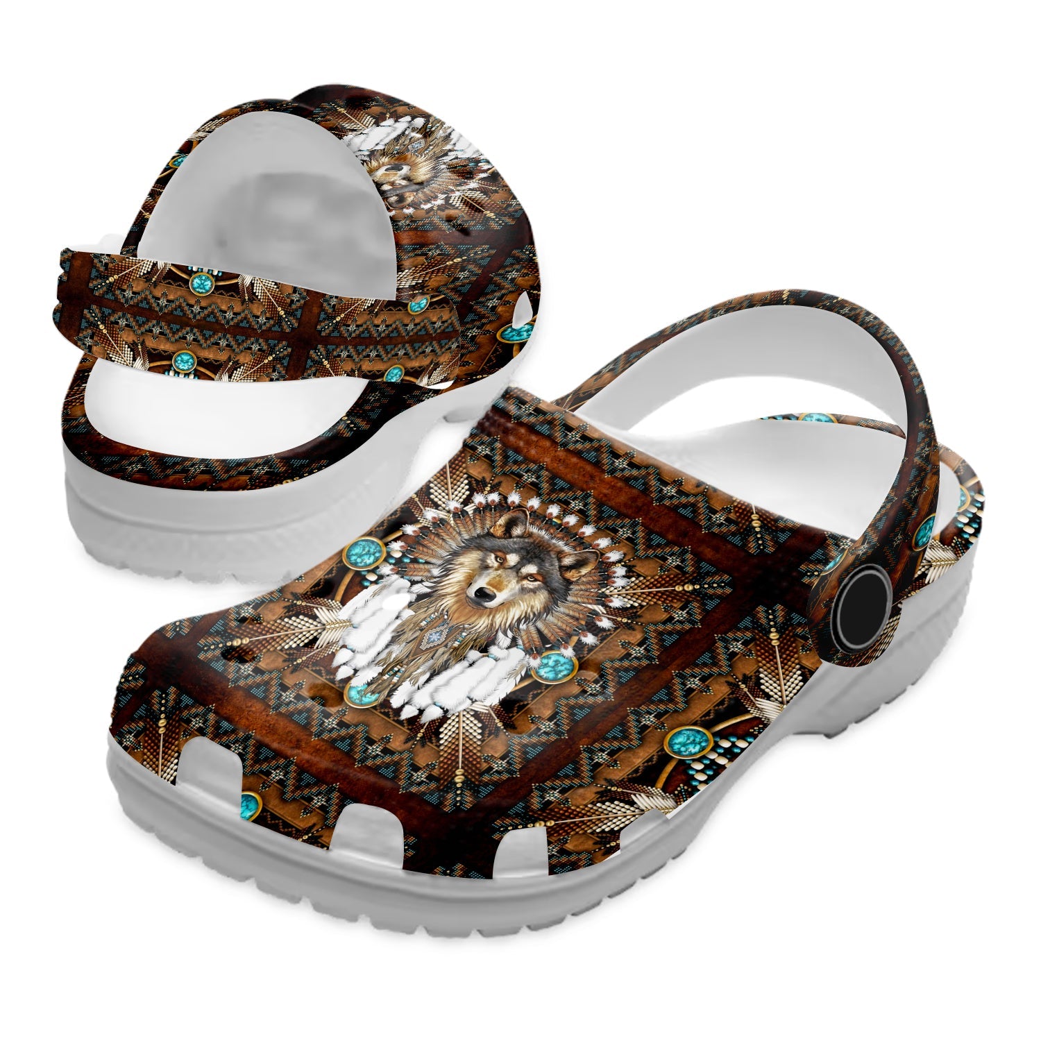 Footwearmerch Native American Native Wolf Crocs For Kid and Adult