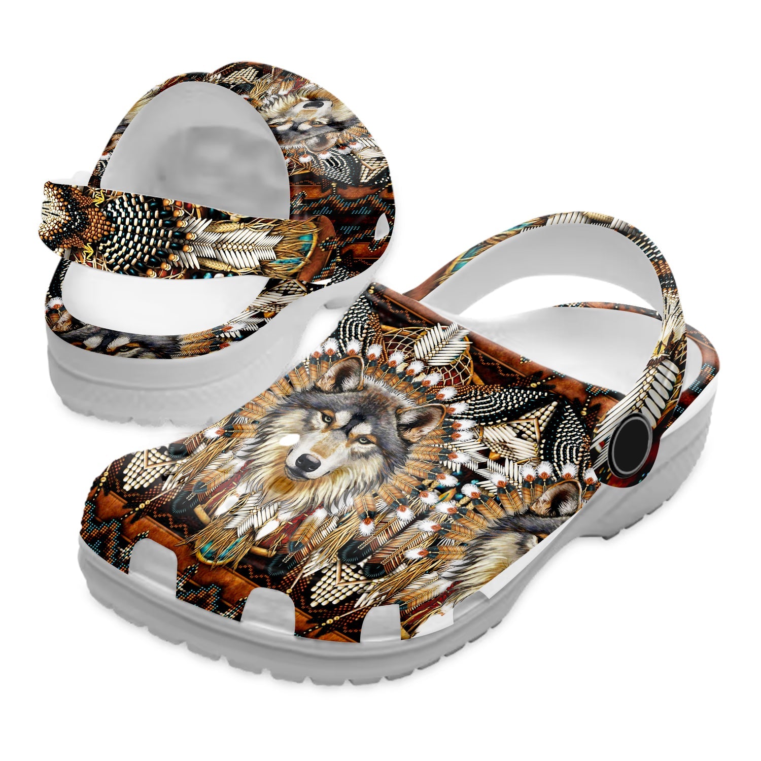 Footwearmerch Native American Wolf Dream Catcher Crocs Clog Shoes For Kid and Adult