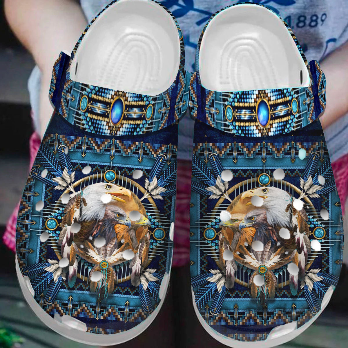 Footwearmerch Native American Eagle Crocs For Kid and Adult