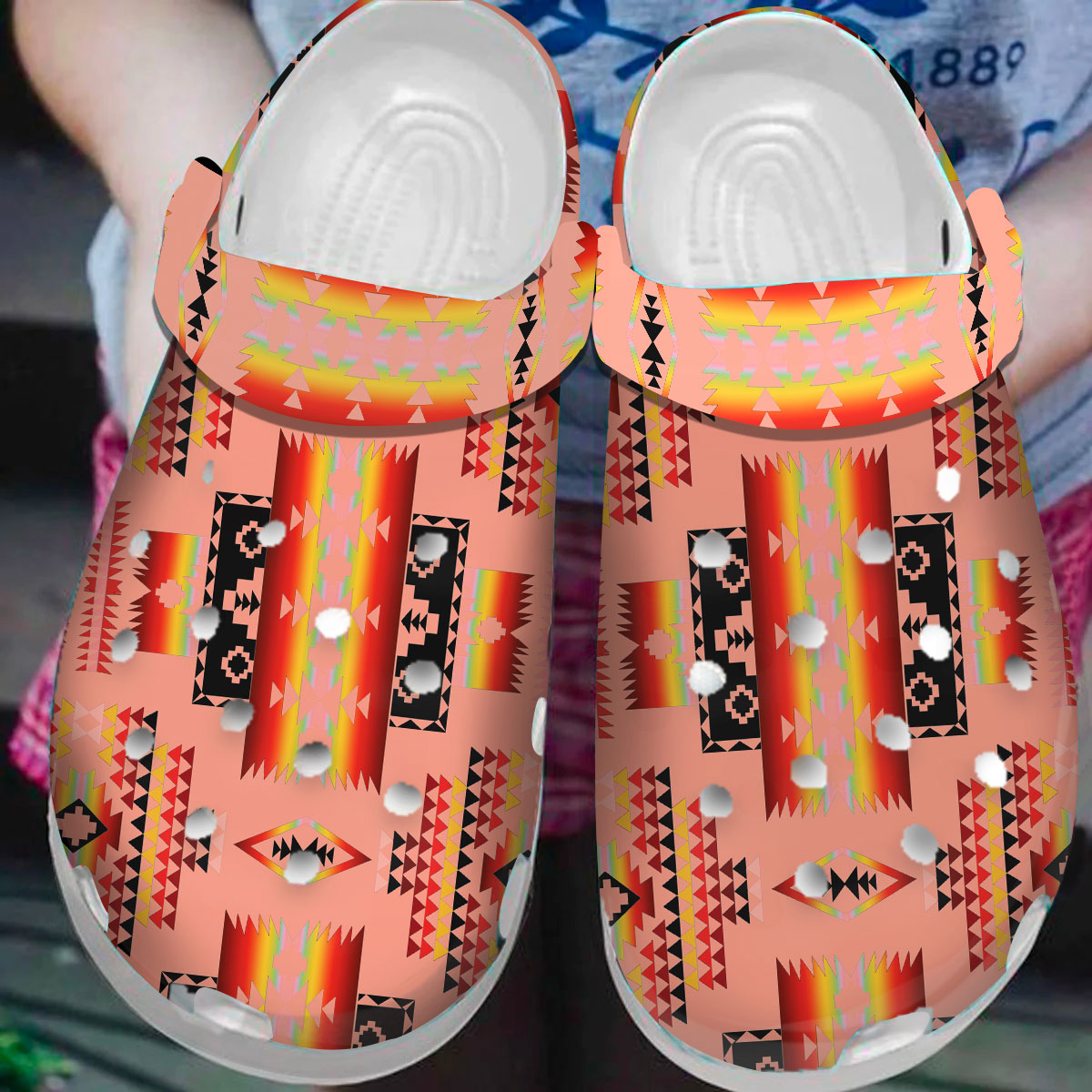 Footwearmerch Native American Pattern Crocs Clog Shoes For Kid and Adult