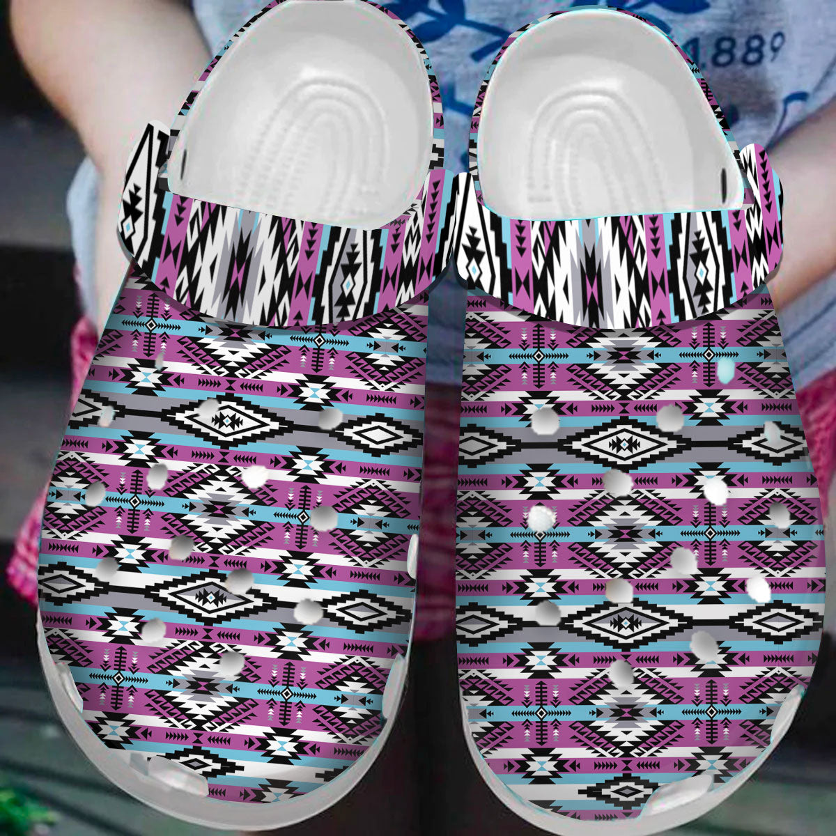 Footwearmerch Native American Pattern Crocs Clog Shoes For Kid and Adult