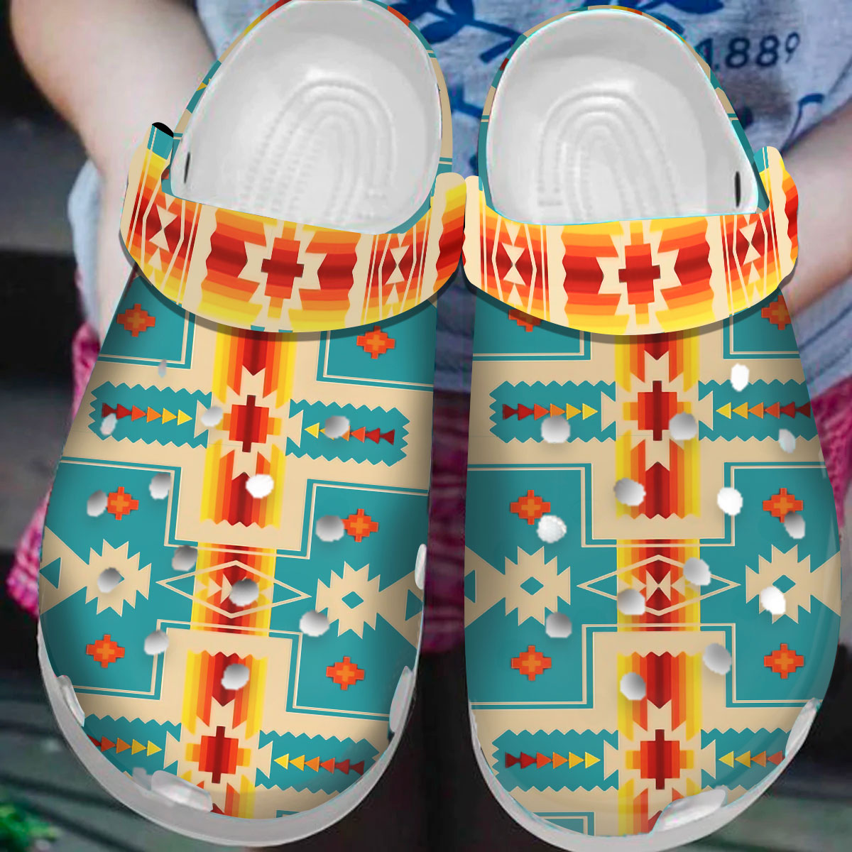 Footwearmerch Native American Pattern Crocs Clog Shoes For Kid and Adult
