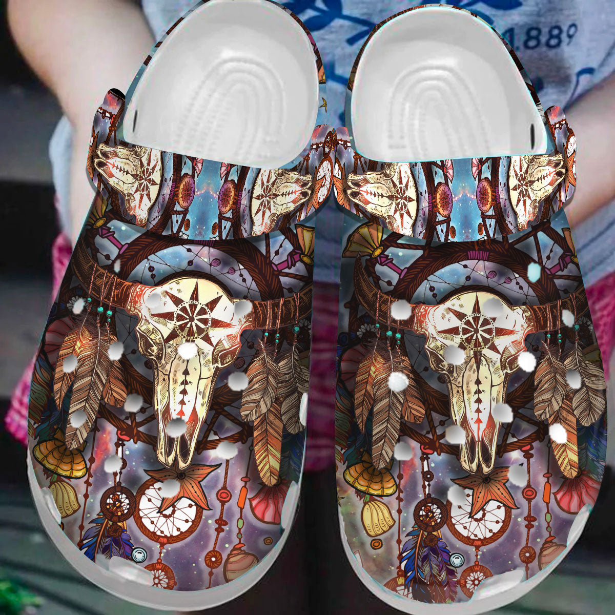 Footwearmerch Native American Pattern Crocs Clog Shoes For Kid and Adult