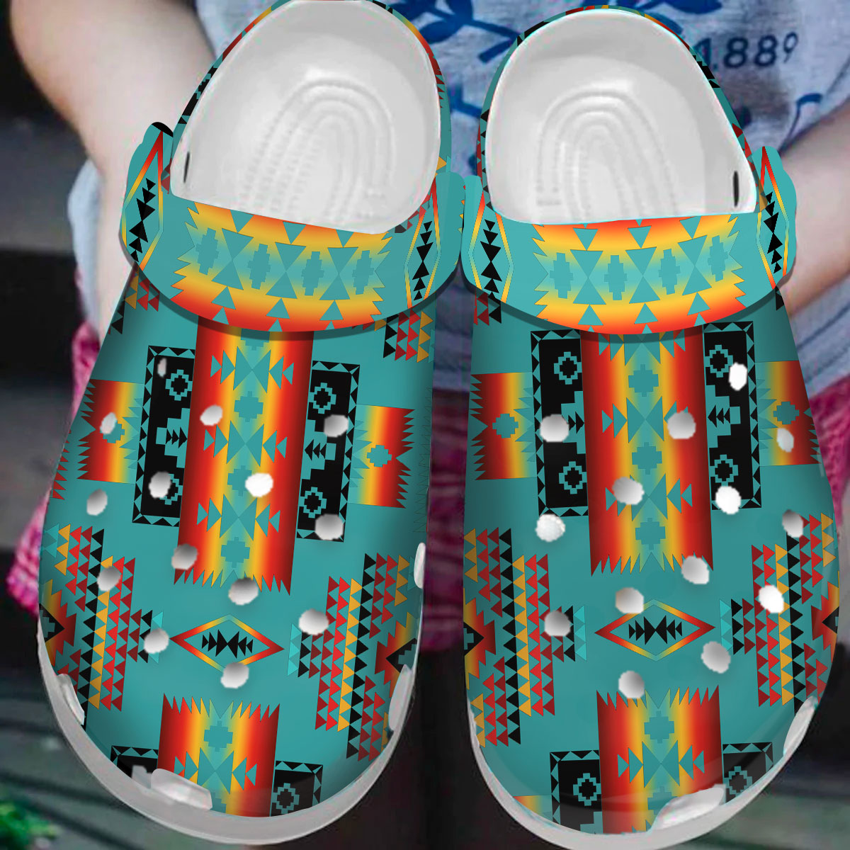Footwearmerch Native American Pattern Crocs Clog Shoes For Kid and Adult