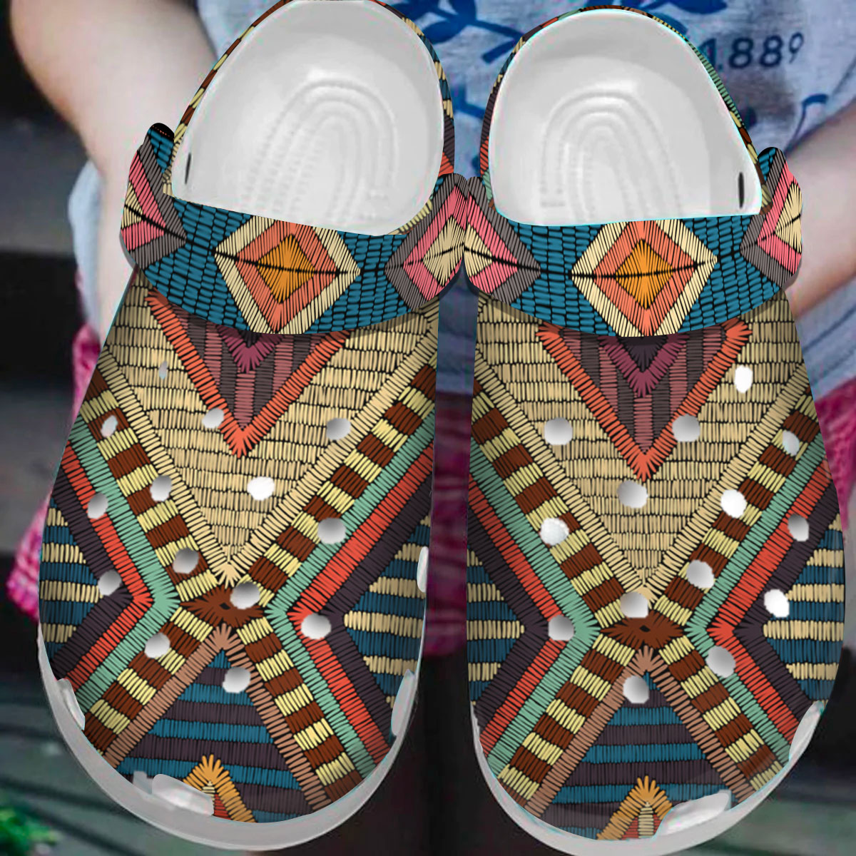 Footwearmerch Native American Pattern Crocs Clog Shoes For Kid and Adult