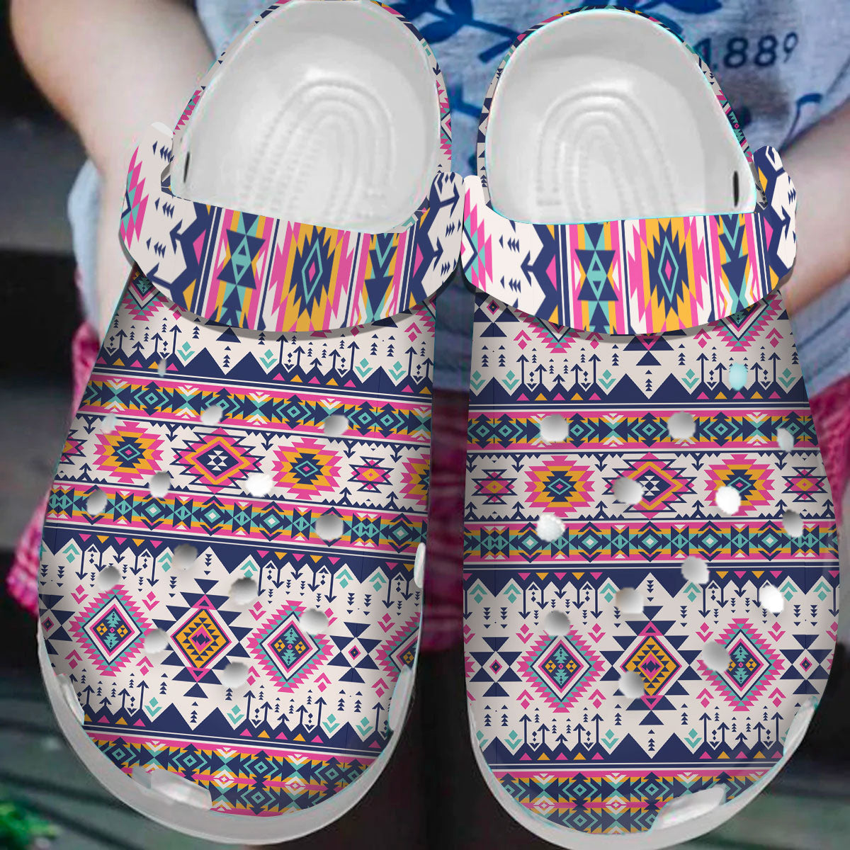 Footwearmerch Native American Pattern Crocs Clog Shoes For Kid and Adult