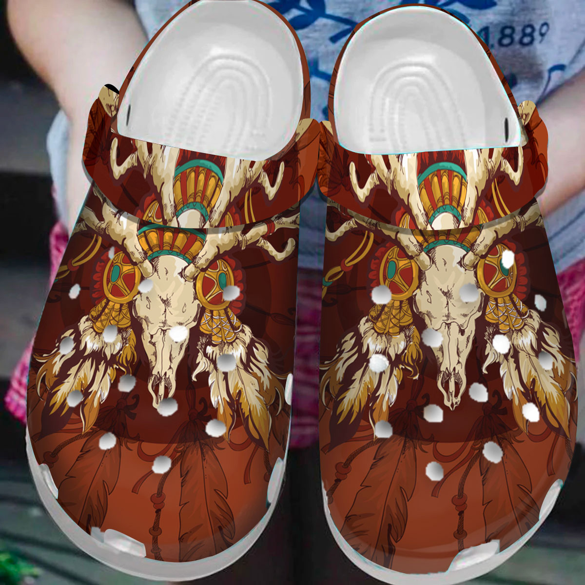 Footwearmerch Native American Pattern Crocs Clog Shoes For Kid and Adult