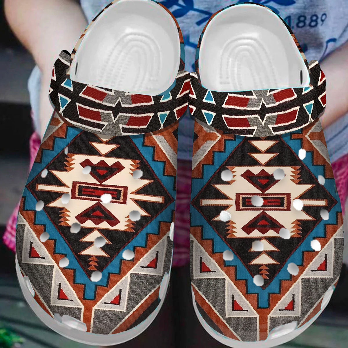 Footwearmerch Native American Pattern Crocs Clog Shoes For Kid and Adult