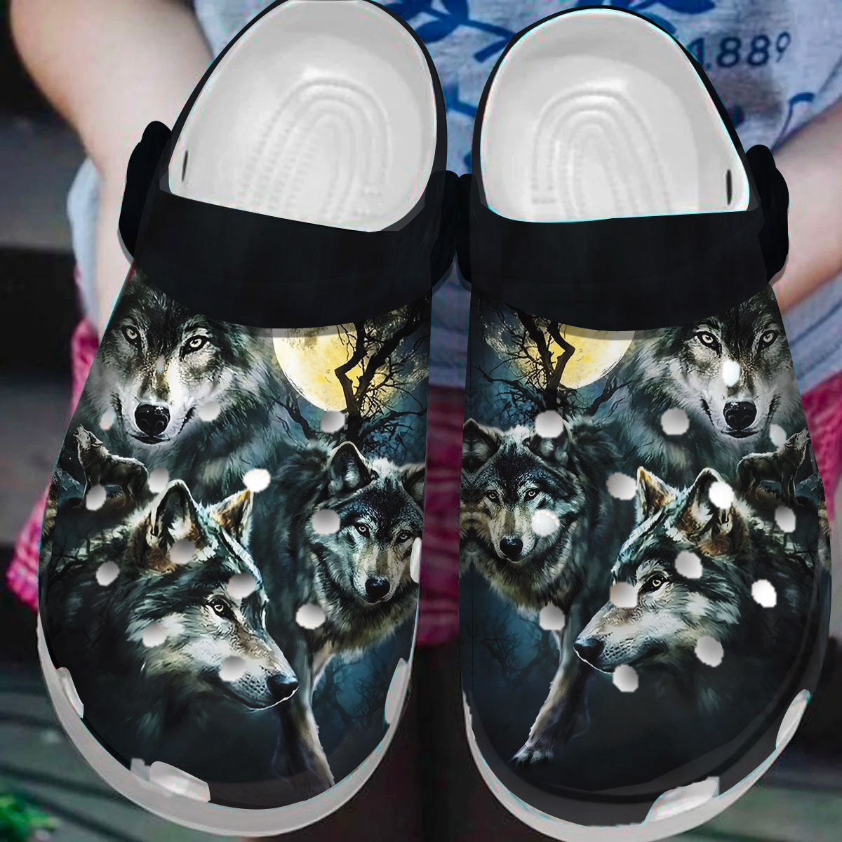 Footwearmerch Native American Wolf Crocs Clog Shoes For Kid and Adult