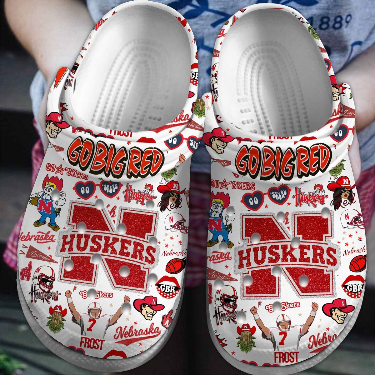 Footwearmerch Nebraska Cornhuskers NCAA Sport Crocs Crocband Clogs Shoes Comfortable For Men Women and Kids