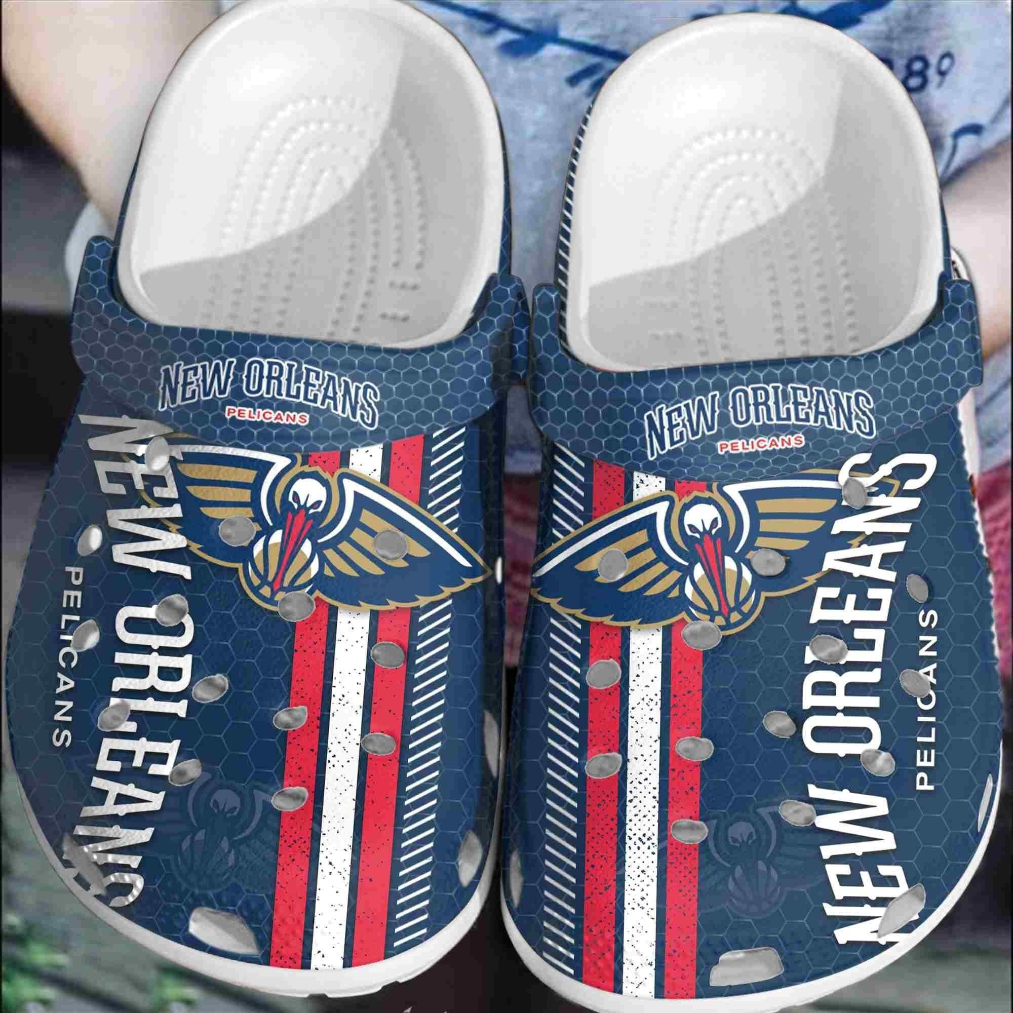 Footwearmerch New Orleans Pelicans Basketball Club Shoes Clogs Comfortable Crocband For Men Women