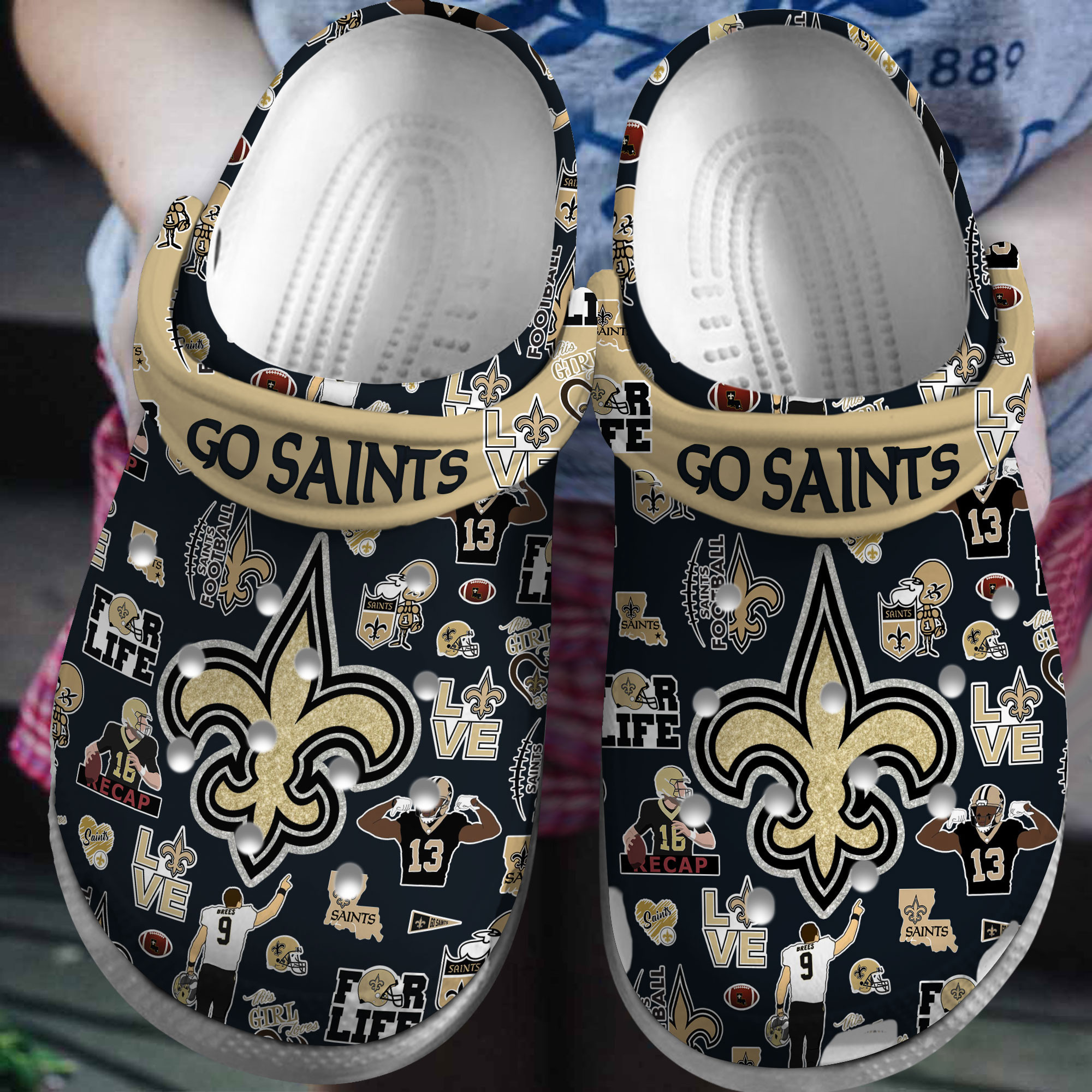 Footwearmerch New Orleans Saints NFL Sport Crocs Crocband Clogs Shoes Comfortable For Men Women and Kids