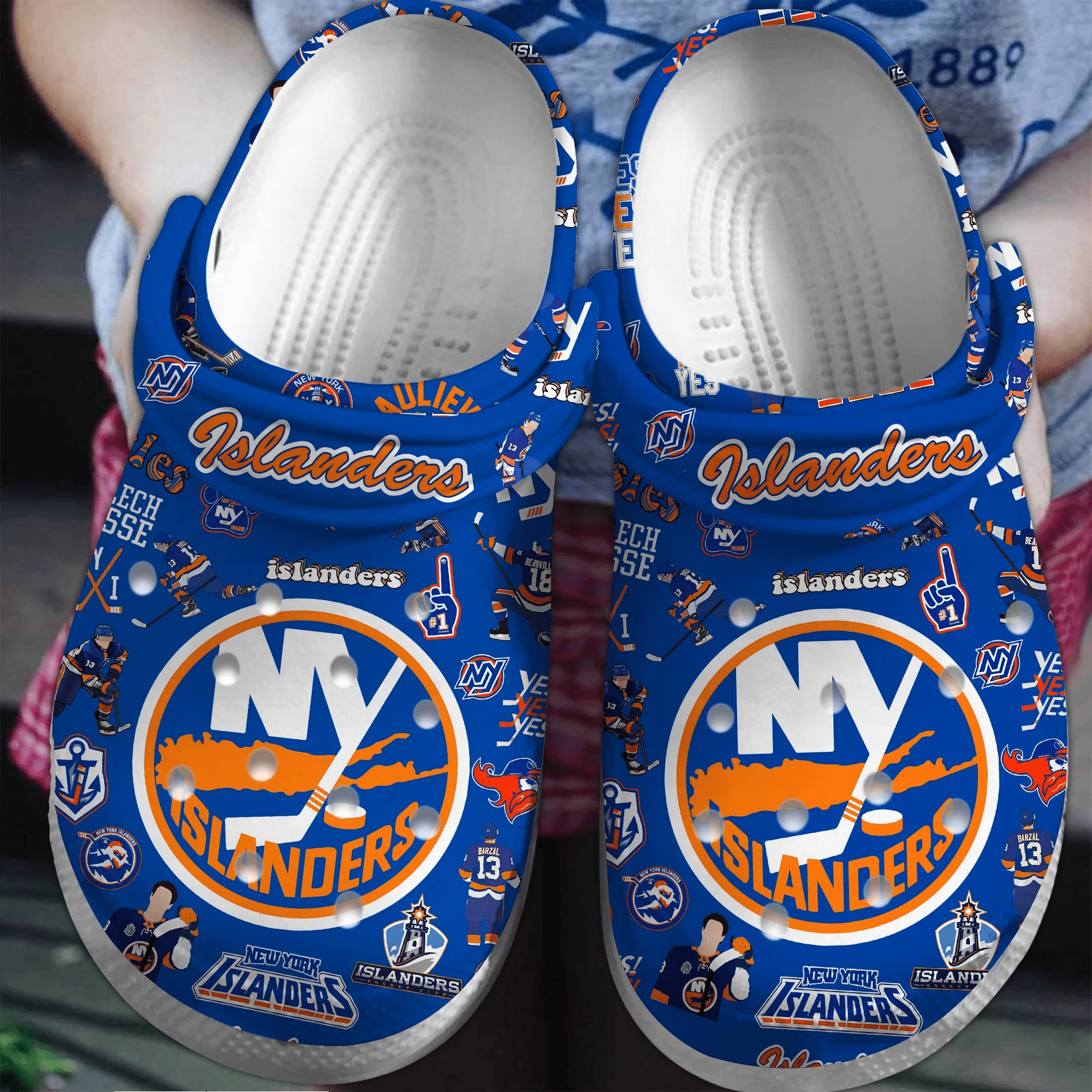 Footwearmerch New York Islanders NHL Sport Crocs Crocband Clogs Shoes Comfortable For Men Women and Kids
