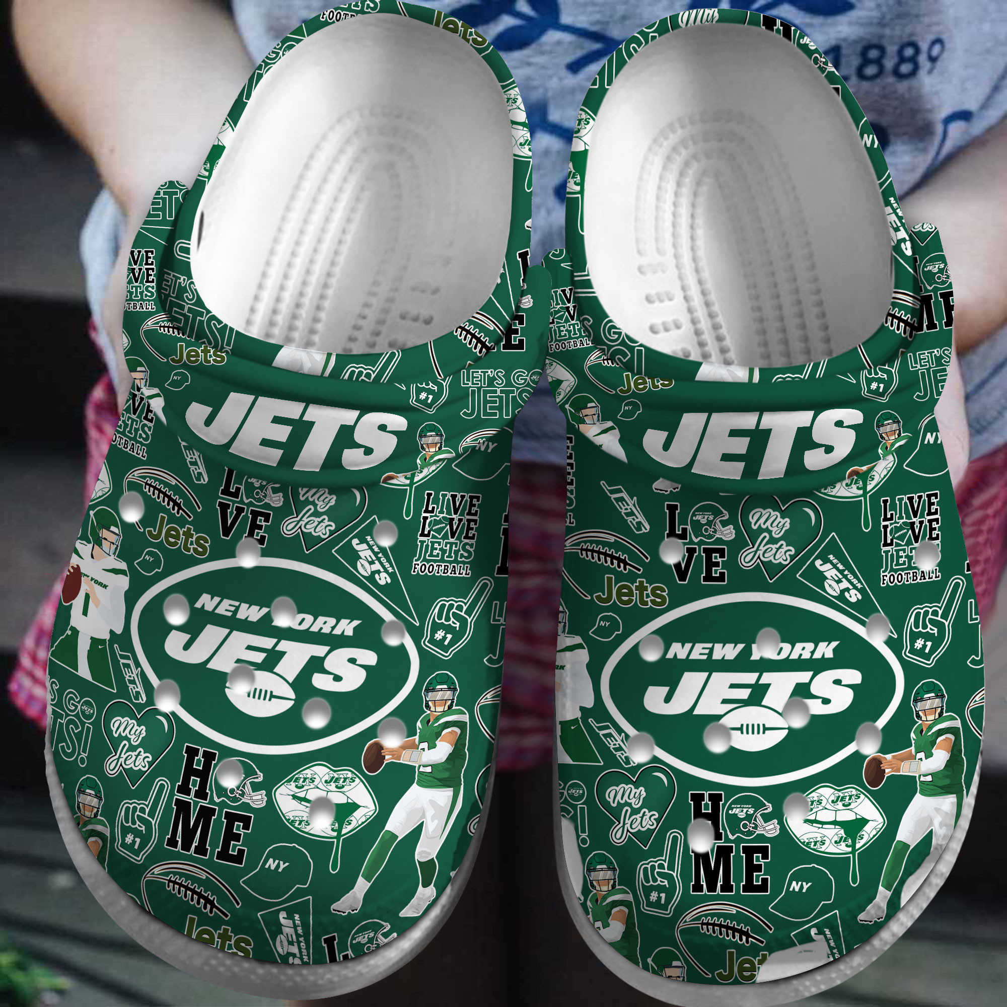 Footwearmerch New York Jets NFL Sport Crocs Crocband Clogs Shoes Comfortable For Men Women and Kids