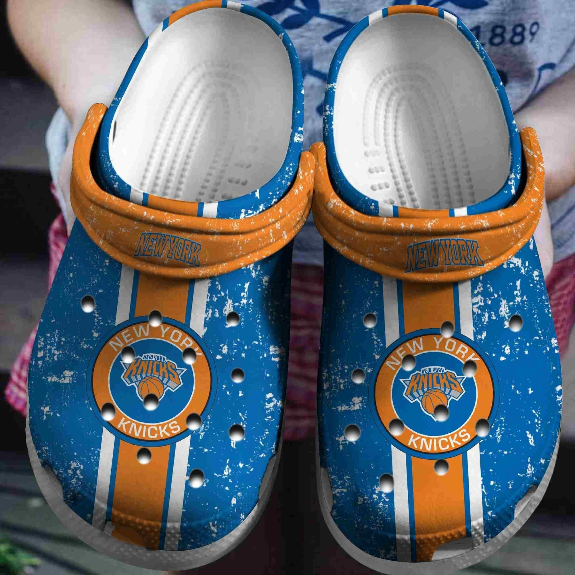 Footwearmerch New York Knicks Basketball Club Comfortable Crocband Clogs Shoes For Men Women
