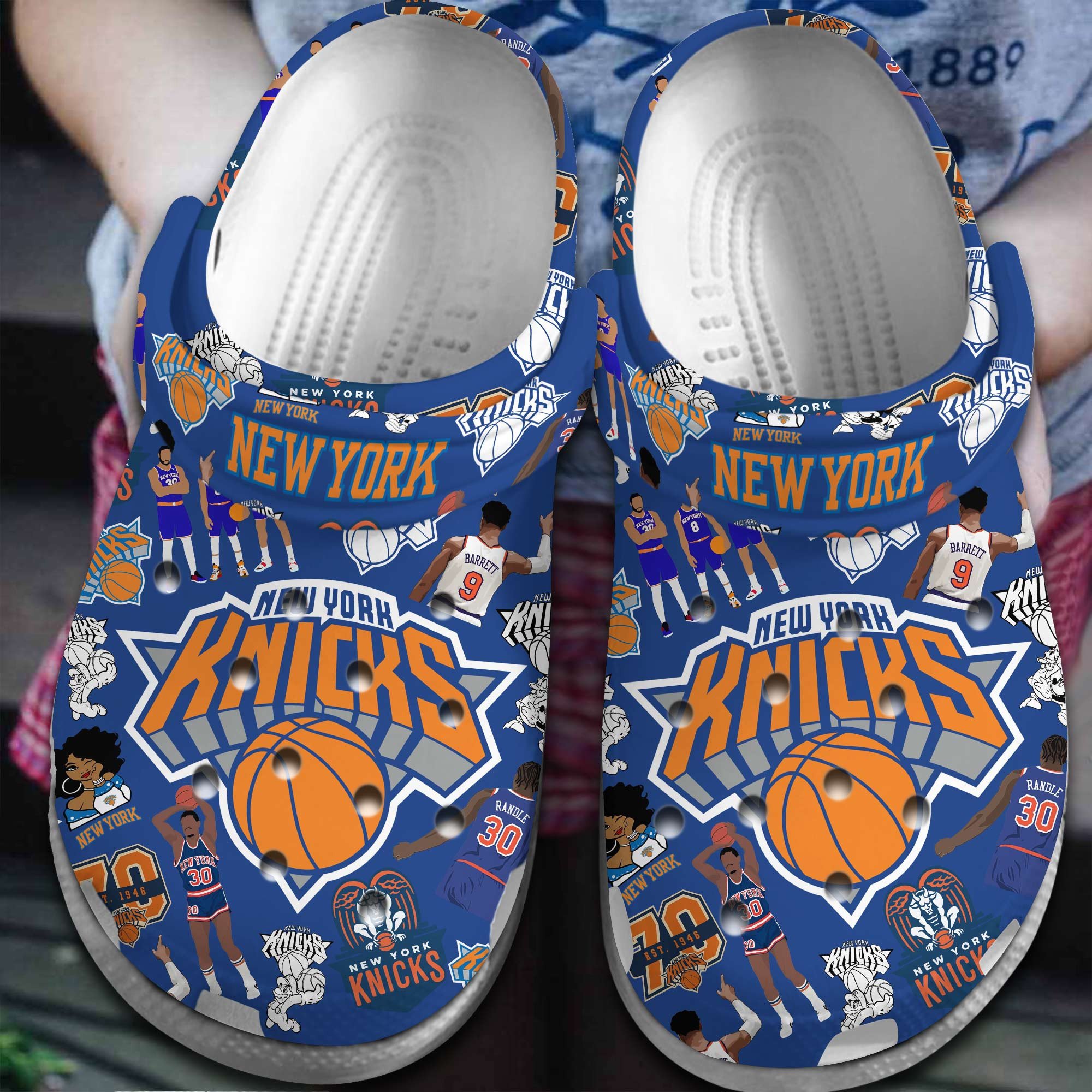 Footwearmerch New York Knicks NBA Basketball Sport Crocs Crocband Clogs Shoes Comfortable For Men Women and Kids