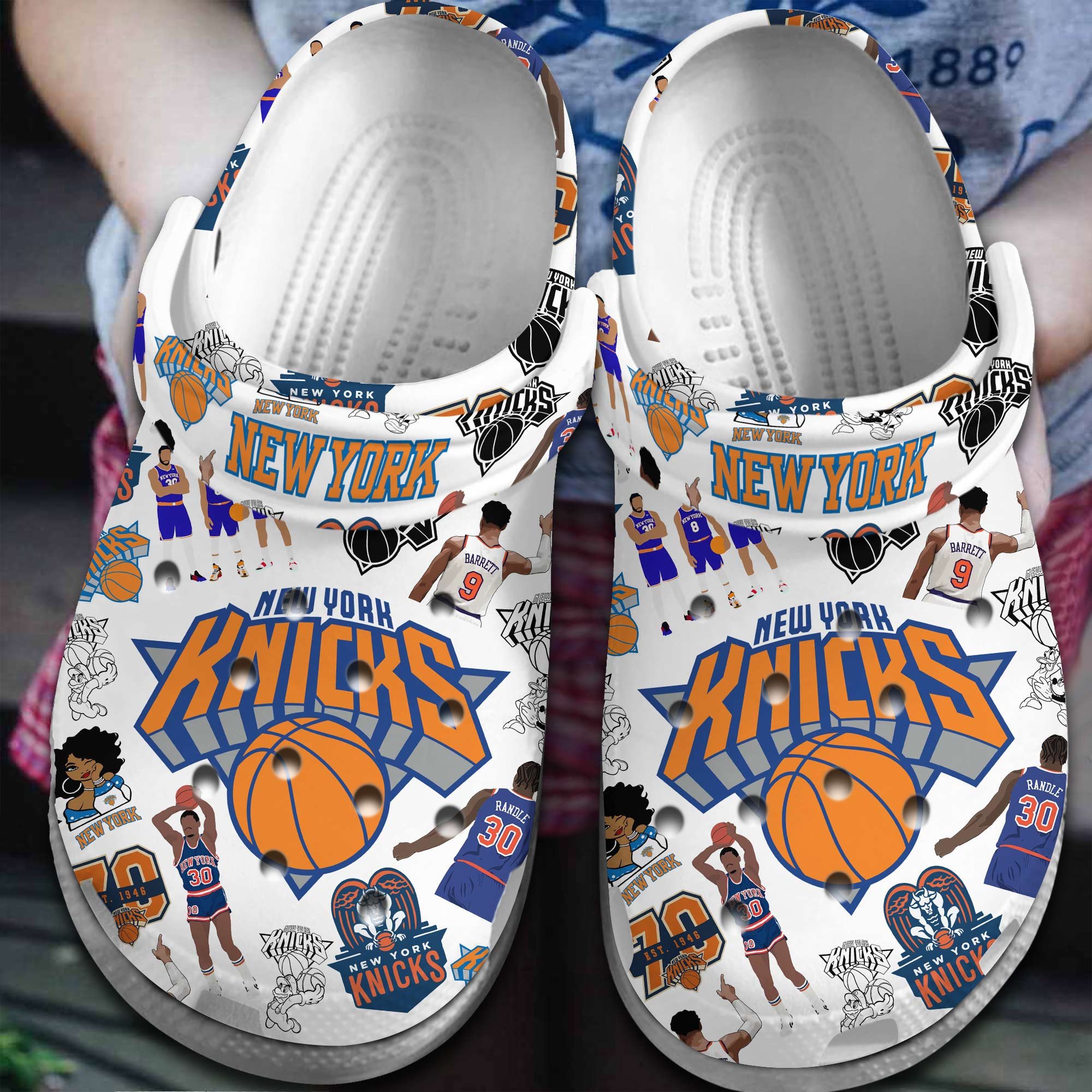 Footwearmerch New York Knicks NBA Basketball Sport Crocs Crocband Clogs Shoes Comfortable For Men Women and Kids