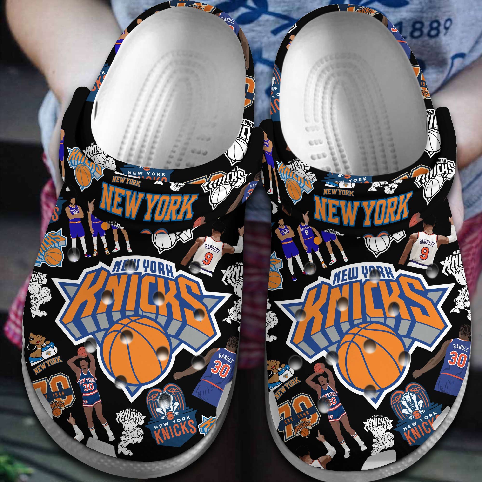 Footwearmerch New York Knicks NBA Basketball Sport Crocs Crocband Clogs Shoes Comfortable For Men Women and Kids