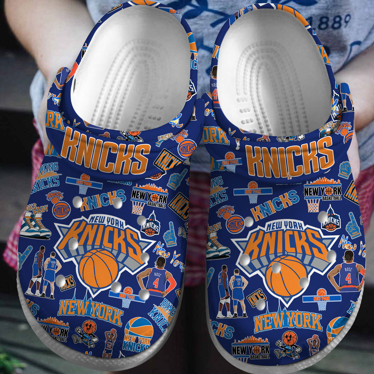 Footwearmerch New York Knicks NBA Sport Crocs Crocband Clogs Shoes Comfortable For Men Women and Kids