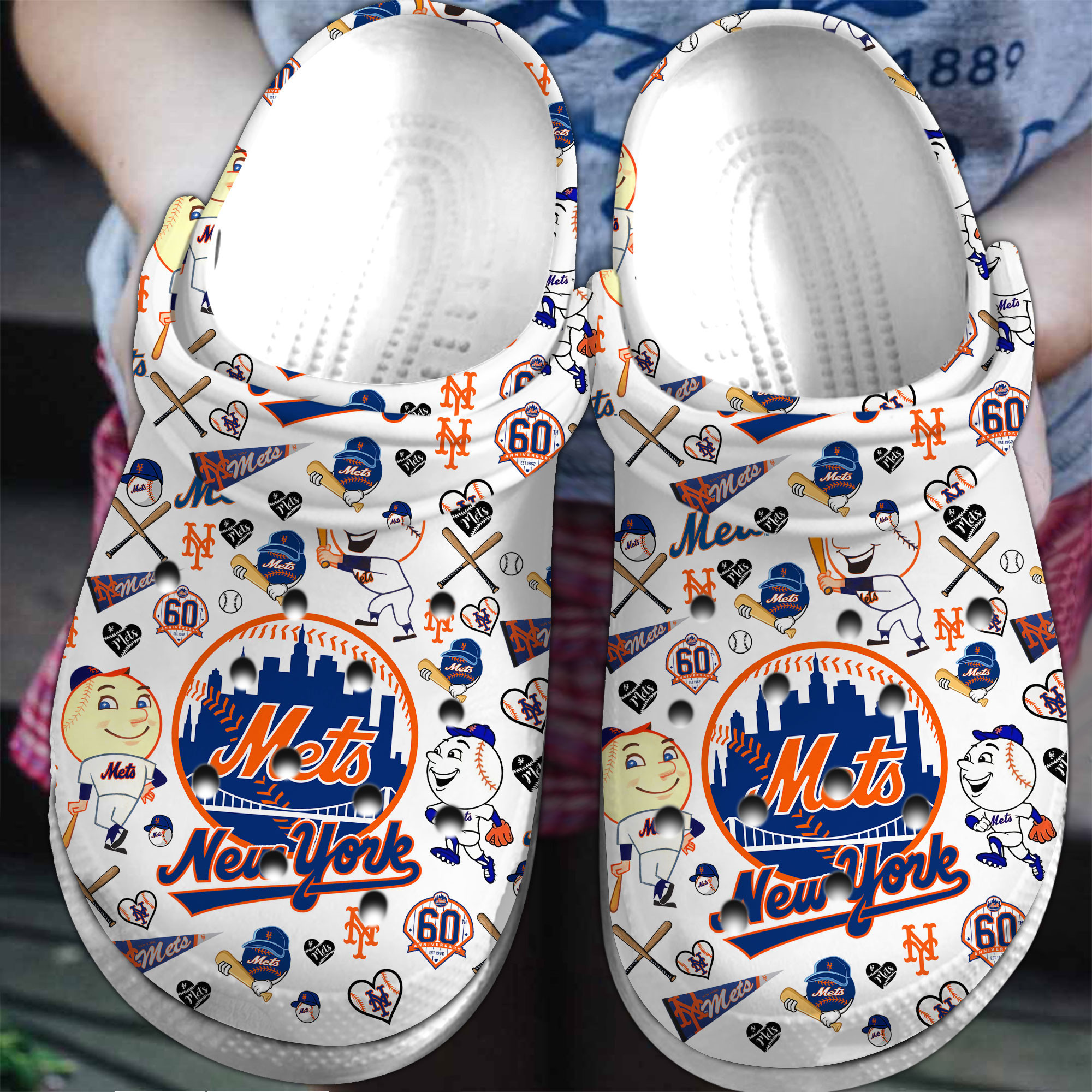 Footwearmerch New York Mets MLB Sport Crocs Crocband Clogs Shoes Comfortable For Men Women and Kids