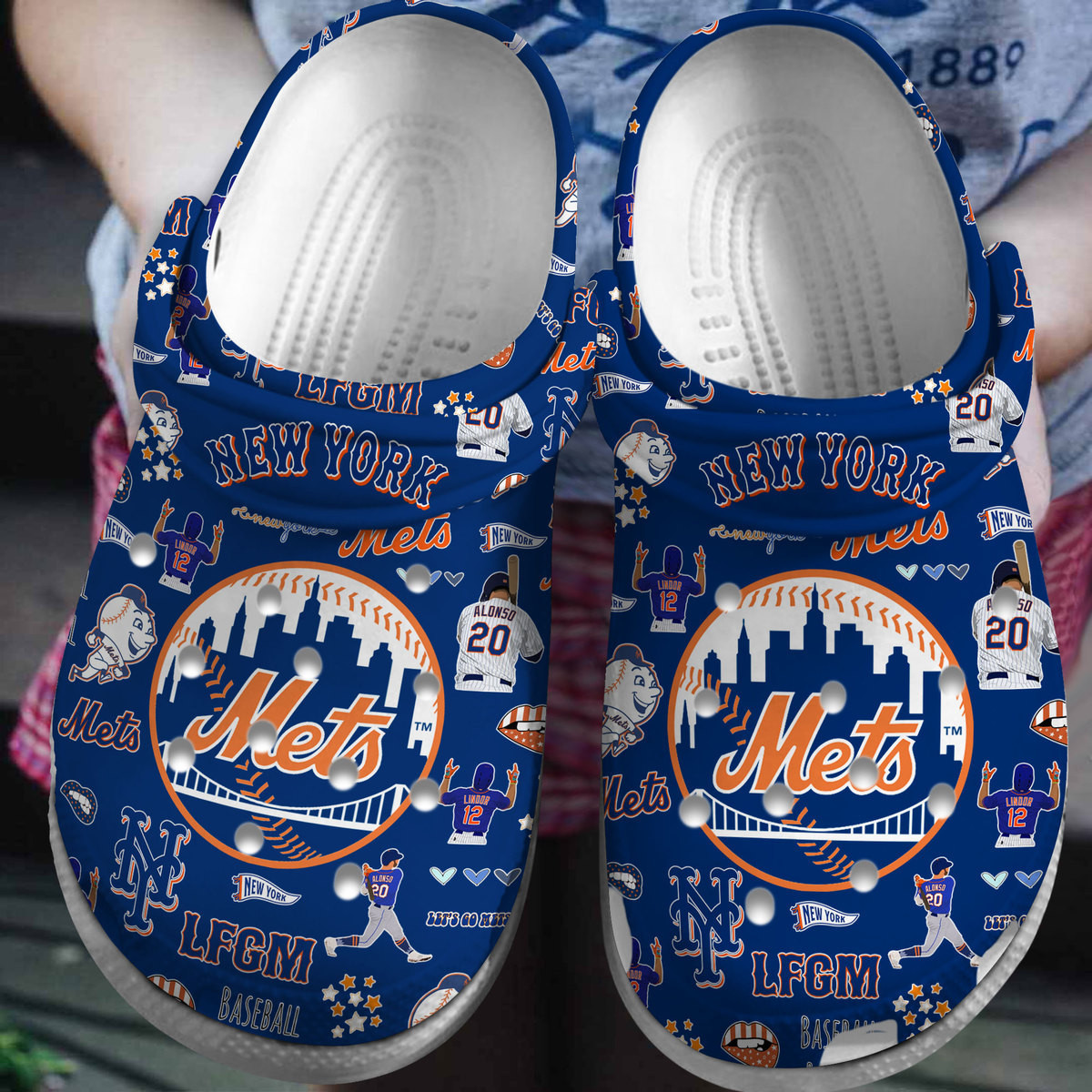 Footwearmerch New York Mets MLB Sport Crocs Crocband Clogs Shoes Comfortable For Men Women and Kids