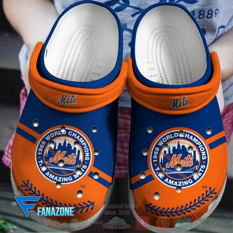 Footwearmerch New York Mets Orange MLB Sport Crocs Clogs Crocband Shoes Comfortable For Men Women and Kids