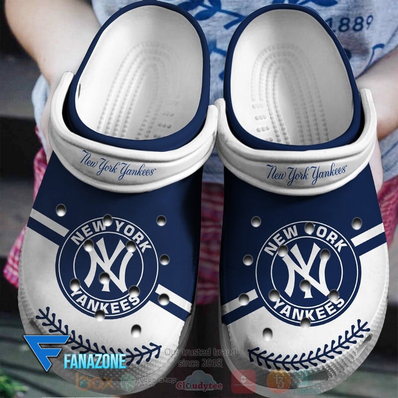 Footwearmerch New York Yankees Navy-White MLB Sport Crocs Clogs Crocband Shoes Comfortable For Men Women and Kids