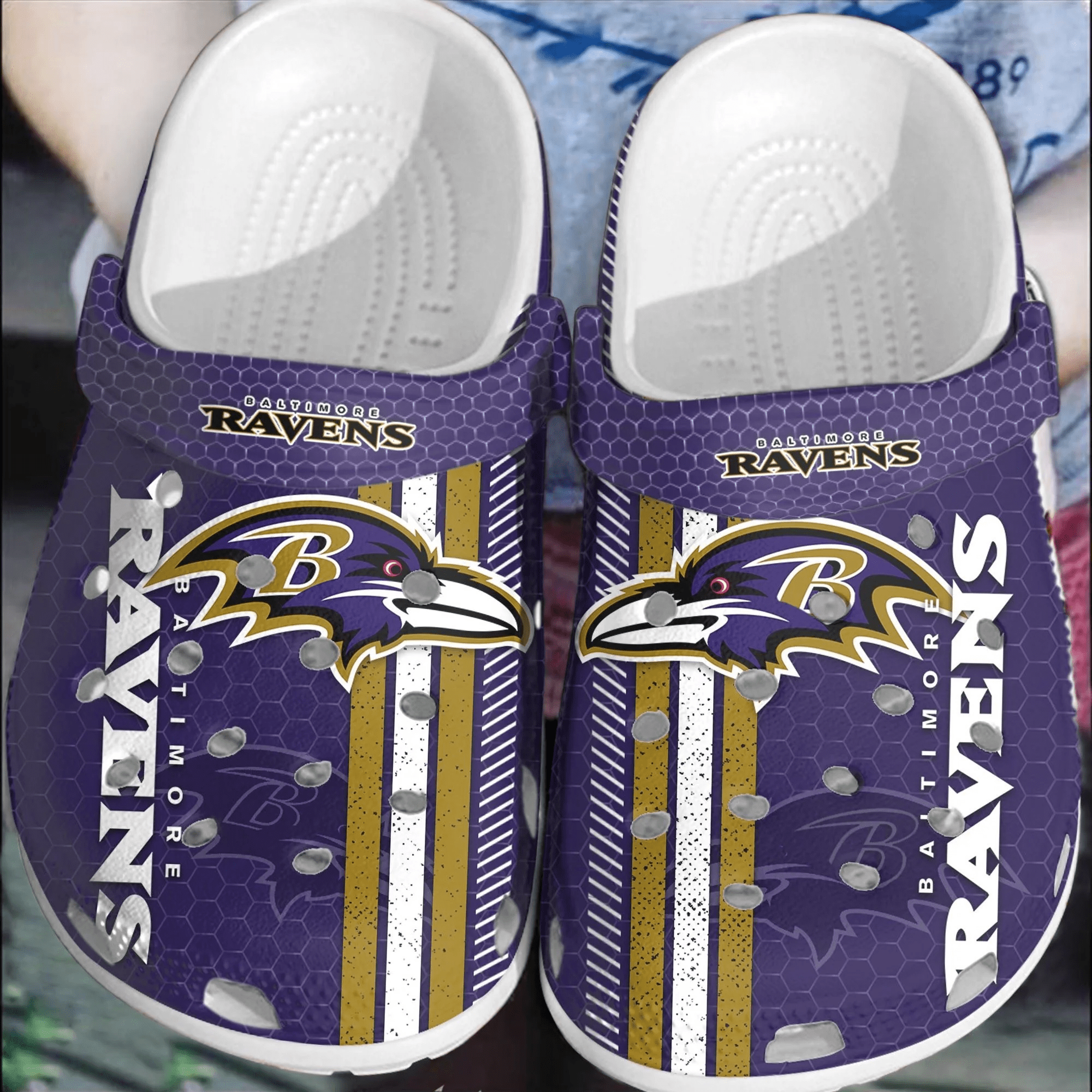 Footwearmerch NFL Baltimore Ravens Football Crocs Shoes Crocband Comfortable Clogs For Men Women