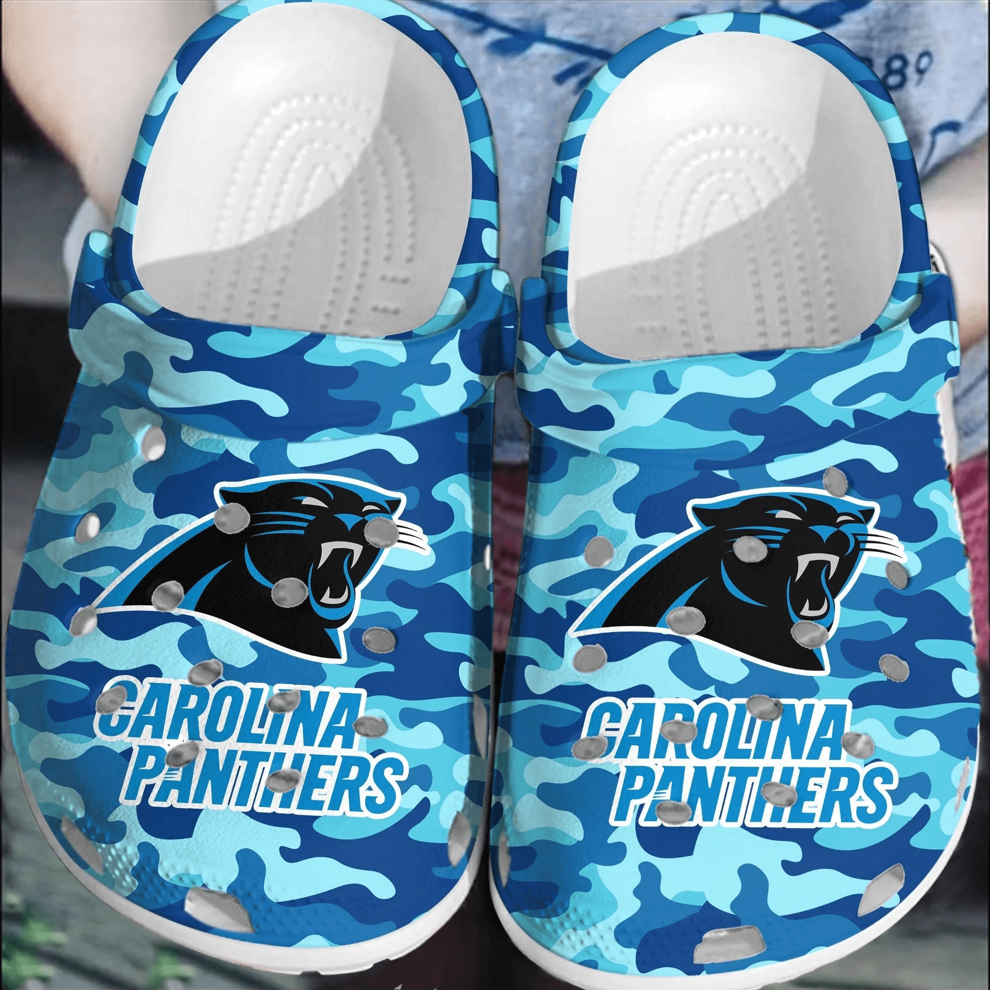 Footwearmerch NFL Carolina Panthers Football Crocband Crocs Clogs Shoes Comfortable For Men Women