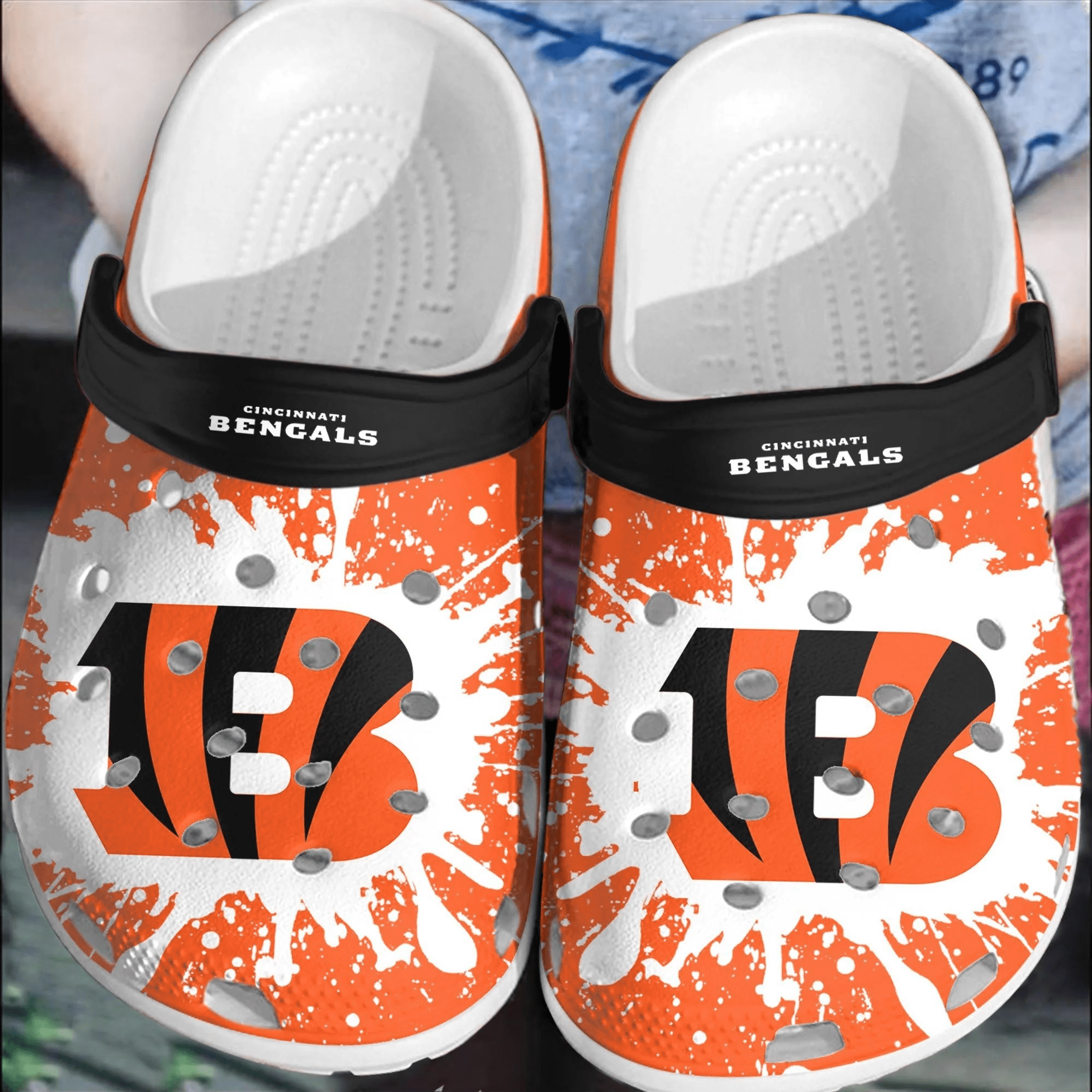 Footwearmerch NFL Cincinnati Bengals Football Crocband Crocs Clogs Comfortable Shoes For Men Women