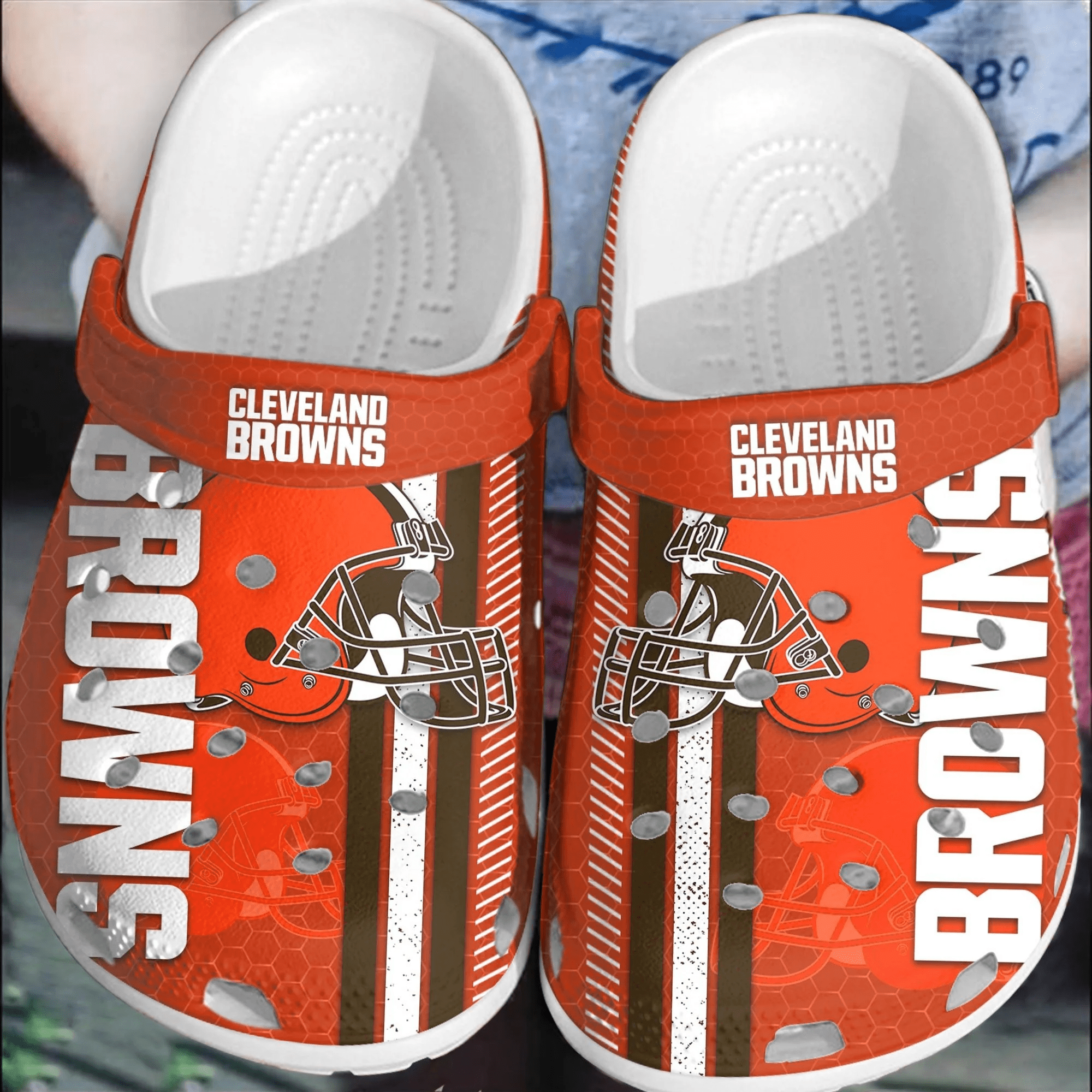 Footwearmerch NFL Cleveland Browns Football Crocband Clogs Comfortable Crocs Shoes For Men Women