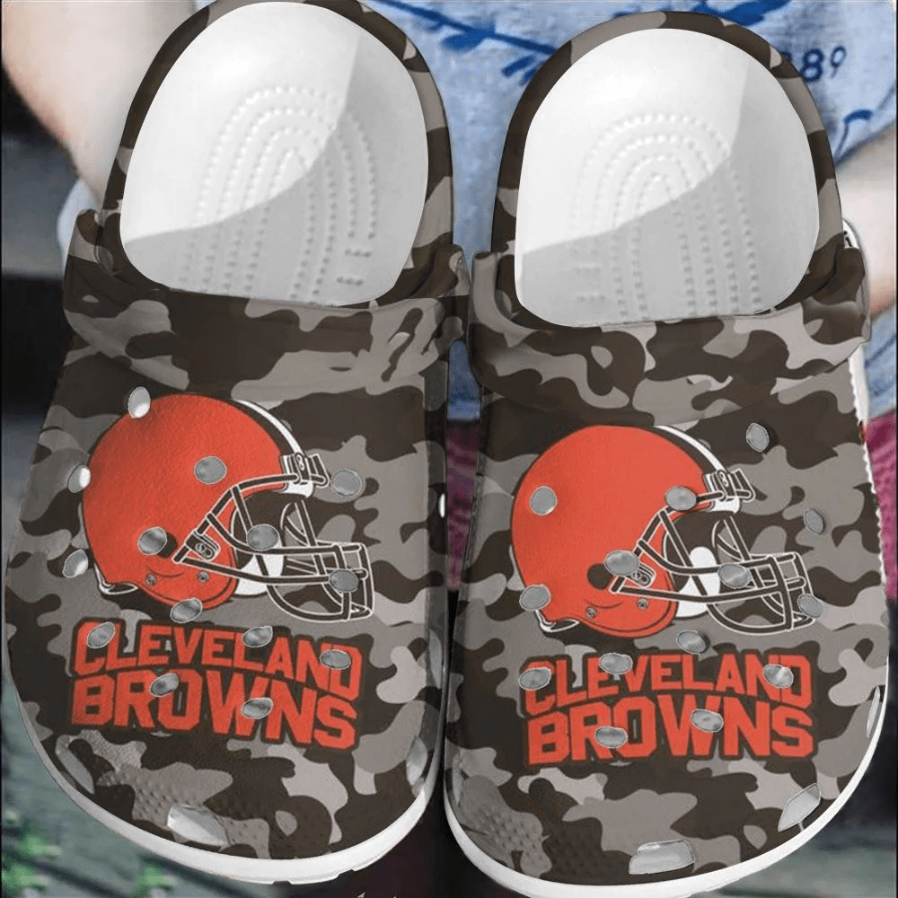 Footwearmerch NFL Cleveland Browns Football Crocband Clogs Comfortable Shoes Crocs For Men Women