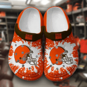 Footwearmerch NFL Cleveland Browns Football Crocband Clogs Crocs Comfortable Shoes For Men Women