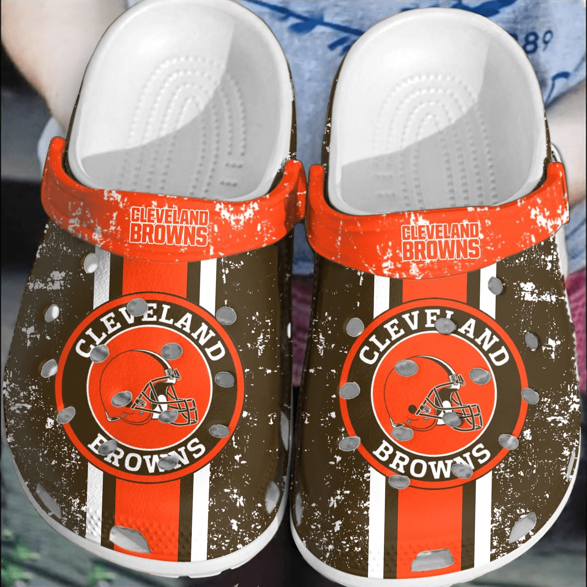Footwearmerch NFL Cleveland Browns Football Crocband Clogs Shoes Comfortable Crocs For Men Women