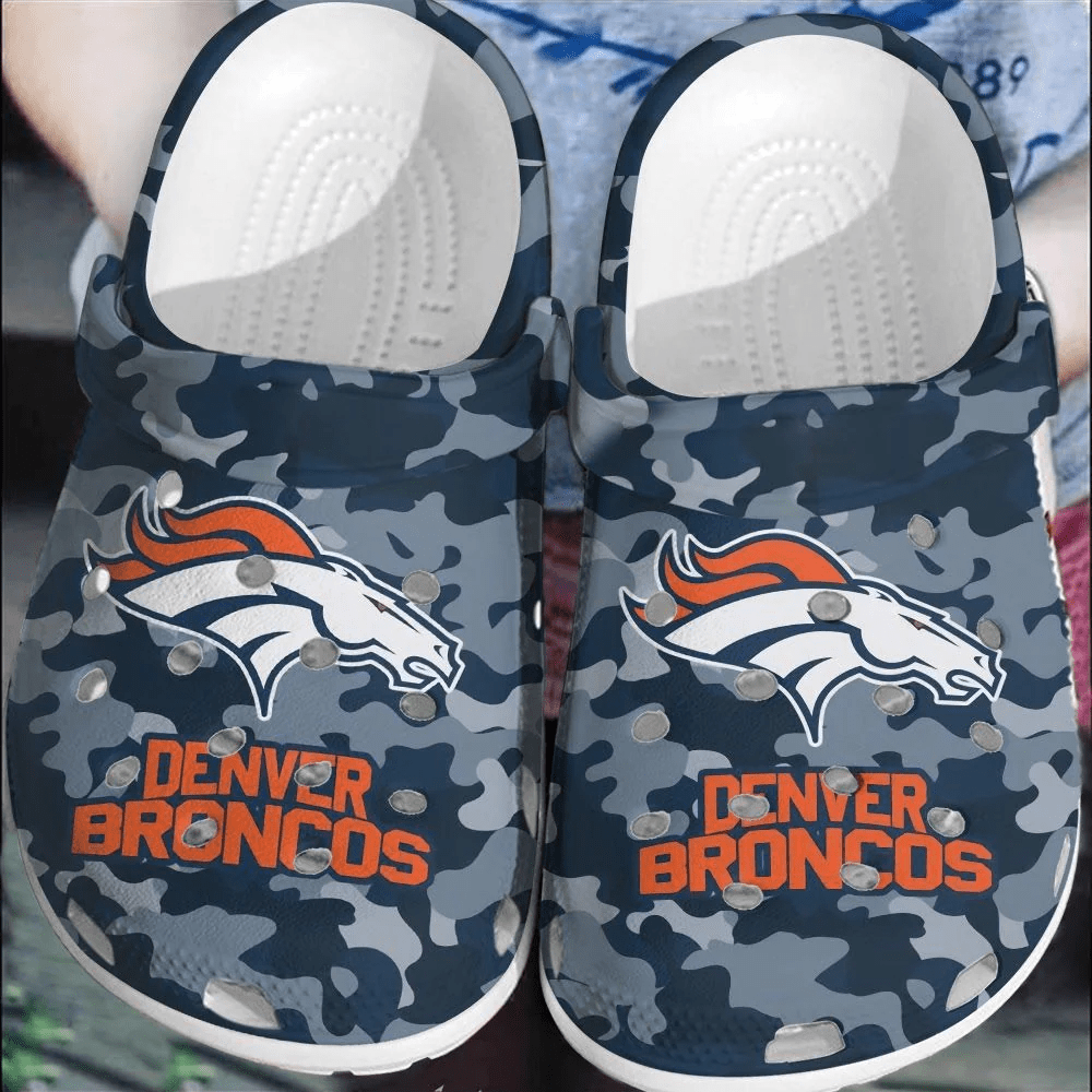 Footwearmerch NFL Denver Broncos Football Crocband Comfortable Clogs Crocs Shoes For Men Women