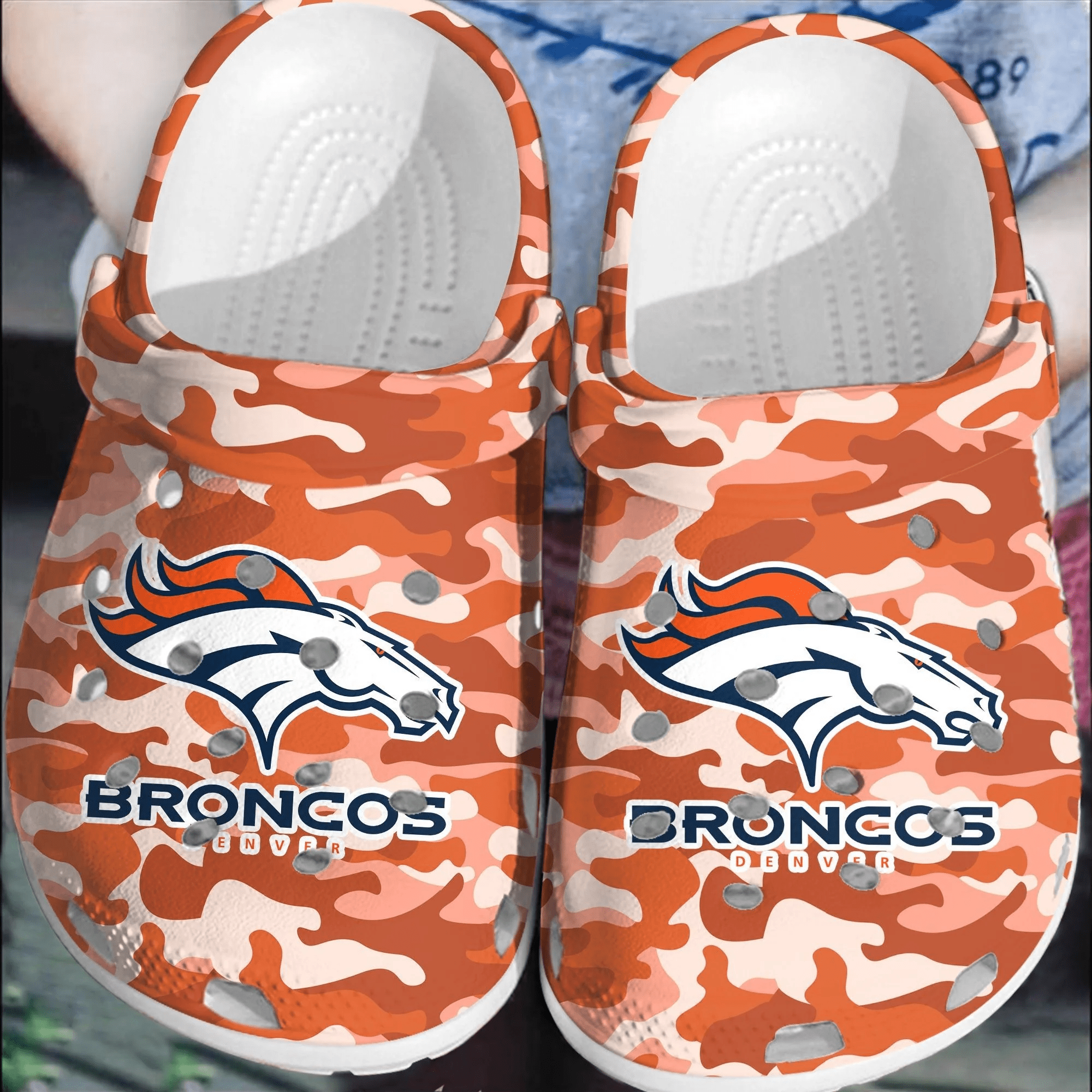 Footwearmerch NFL Denver Broncos Football Crocband Comfortable Crocs Shoes Clogs For Men Women