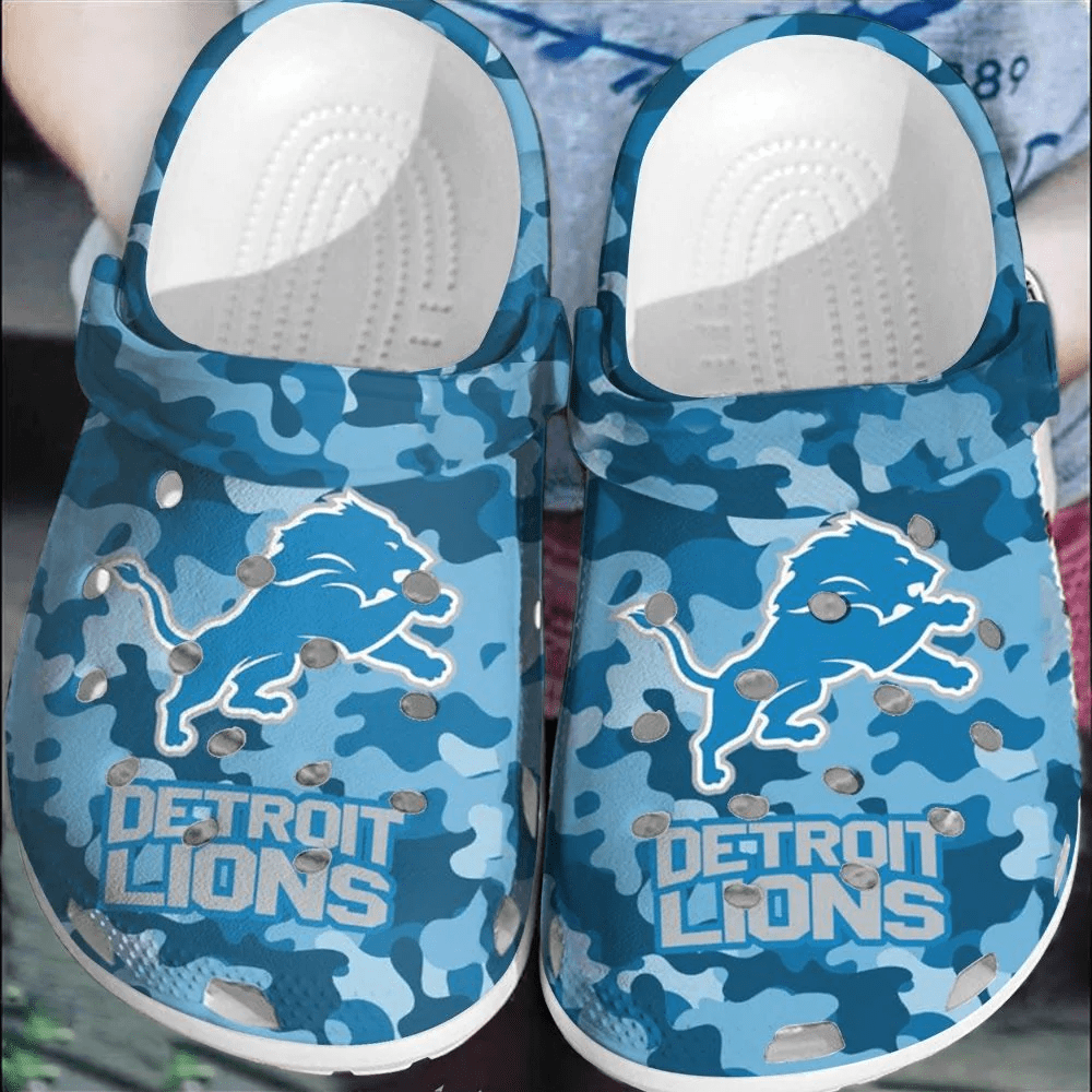 Footwearmerch NFL Detroit Lions Football Clogs Crocs Crocband Comfortable Shoes For Men Women