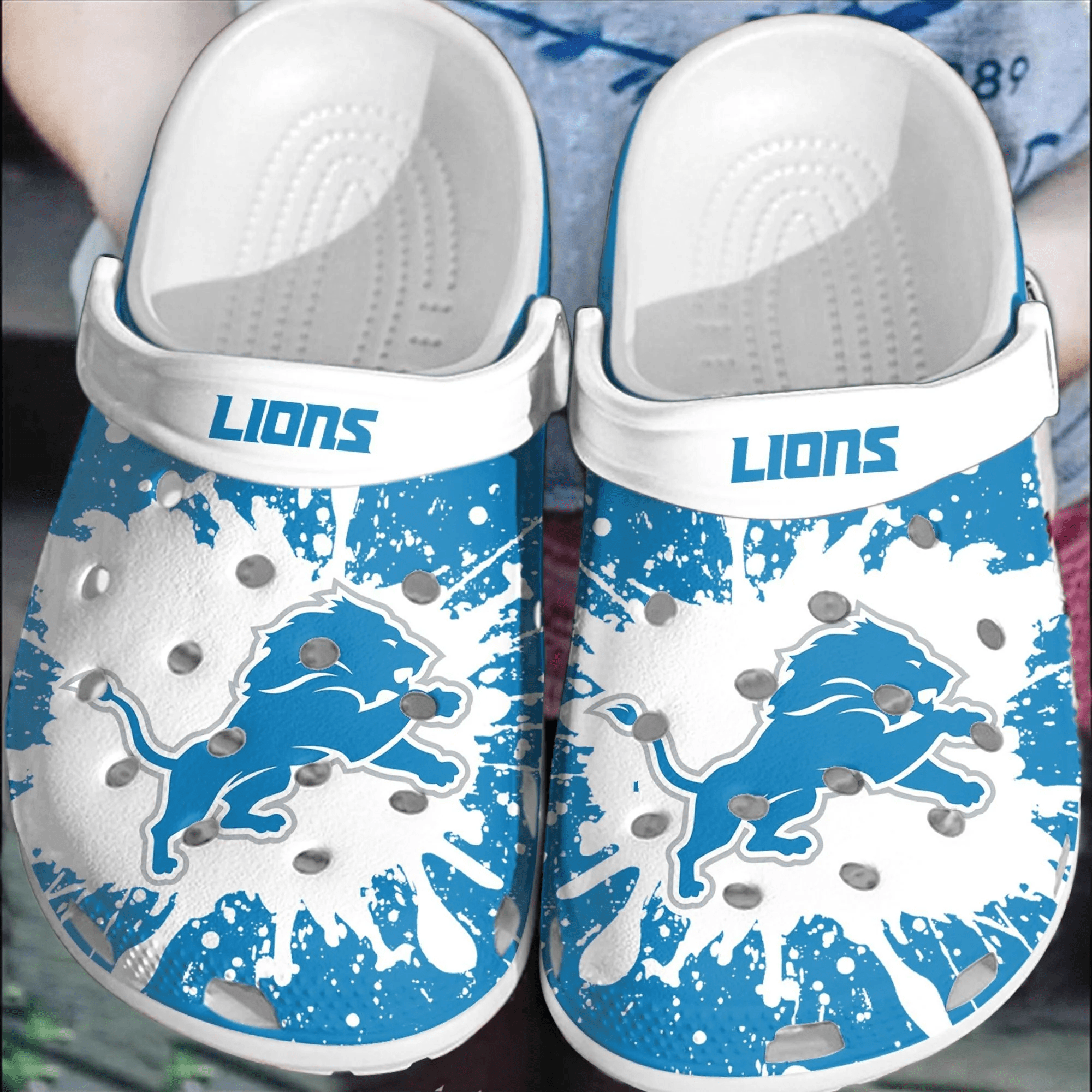 Footwearmerch NFL Detroit Lions Football Crocband Comfortable Clogs Shoes Crocs For Men Women