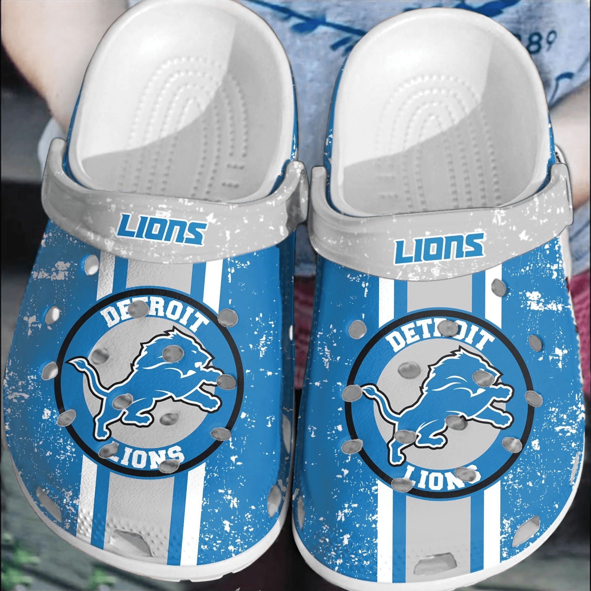 Footwearmerch NFL Detroit Lions Football Crocband Comfortable Shoes Clogs Crocs For Men Women