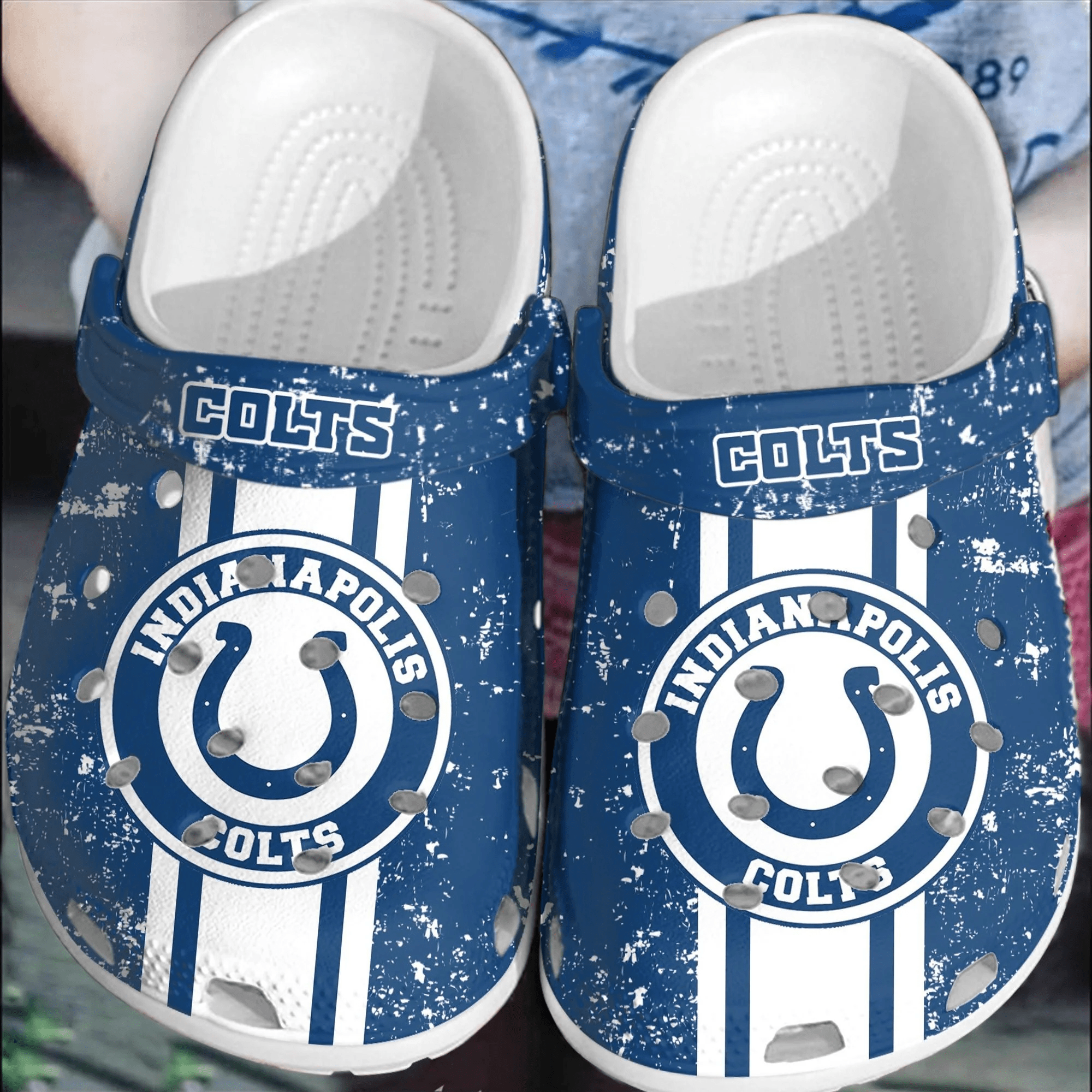 Footwearmerch NFL Indianapolis Colts Football Clogs Crocband Comfortable Shoes Crocs For Men Women